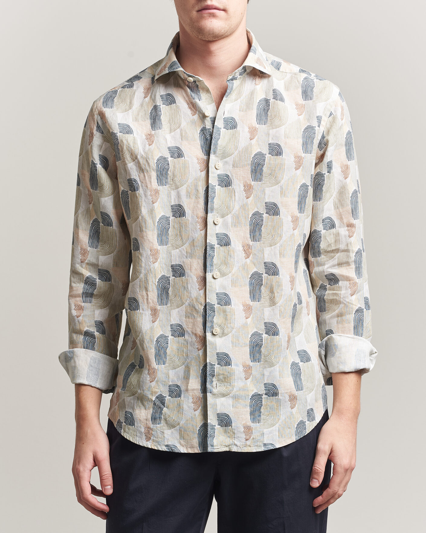 Uomini | Camicie | Eton | Casual Fit Printed Linen Shirt Multi