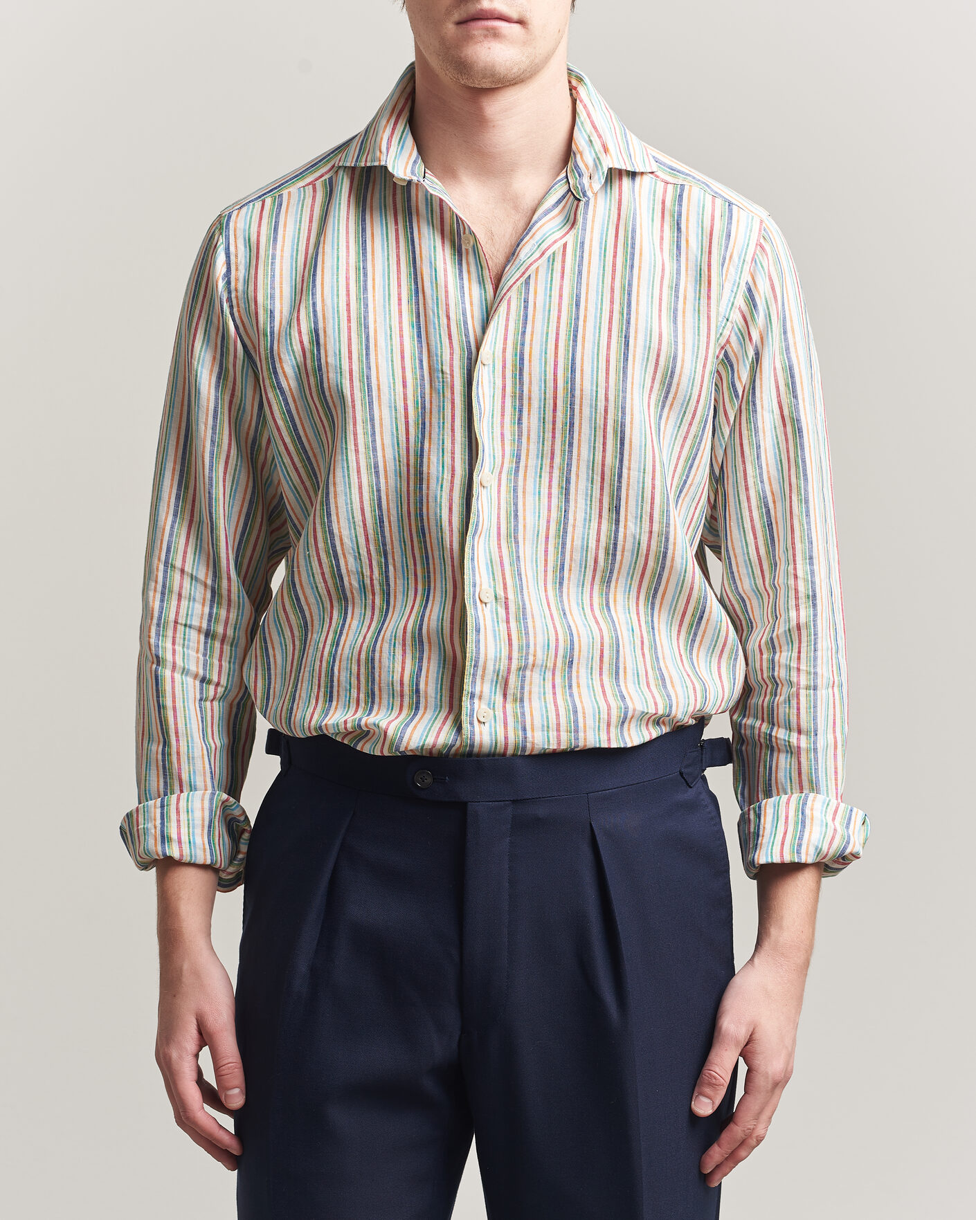 Uomini | Camicie | Eton | Casual Fit Striped Linen Shirt Multi