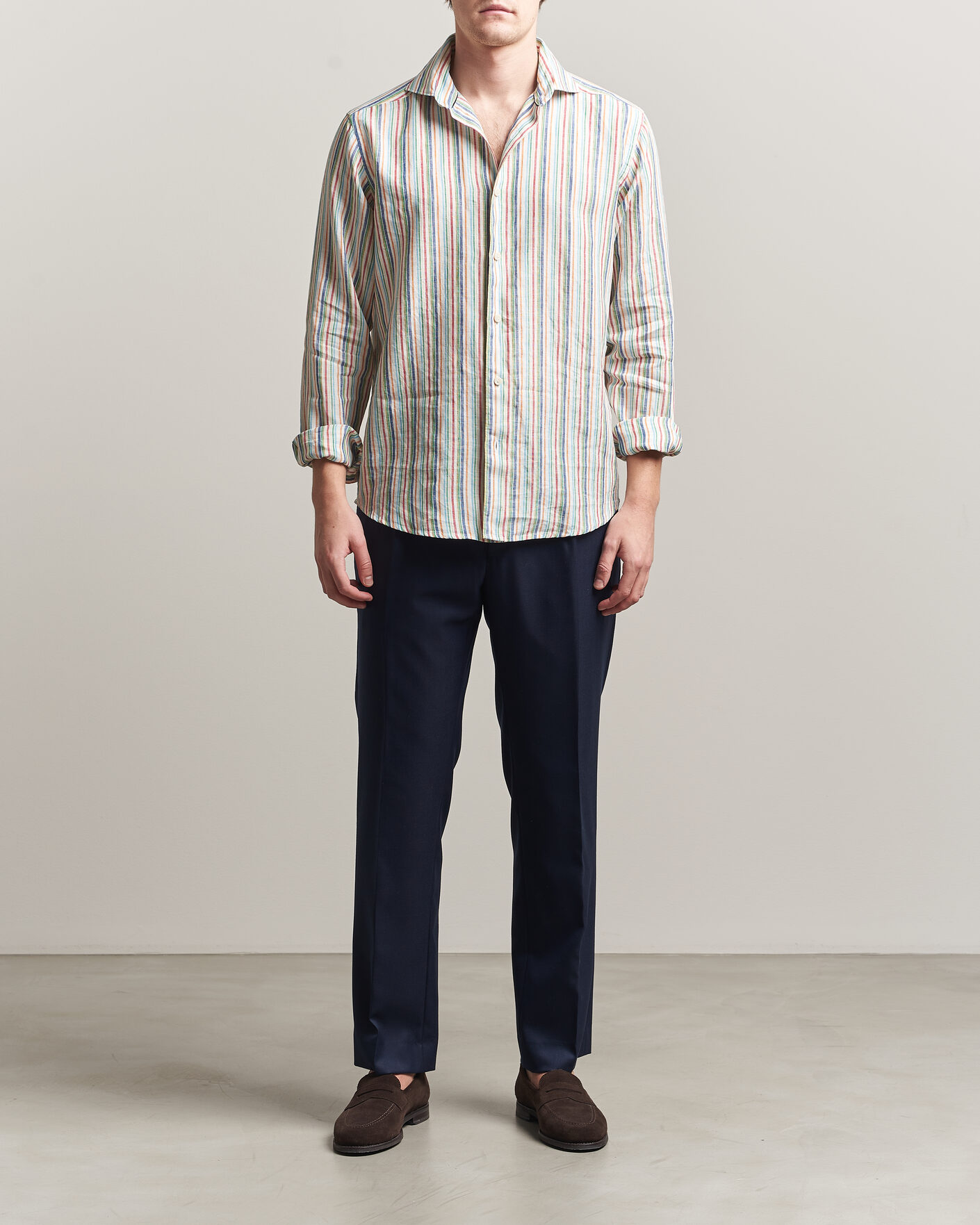 Uomini | Camicie | Eton | Casual Fit Striped Linen Shirt Multi