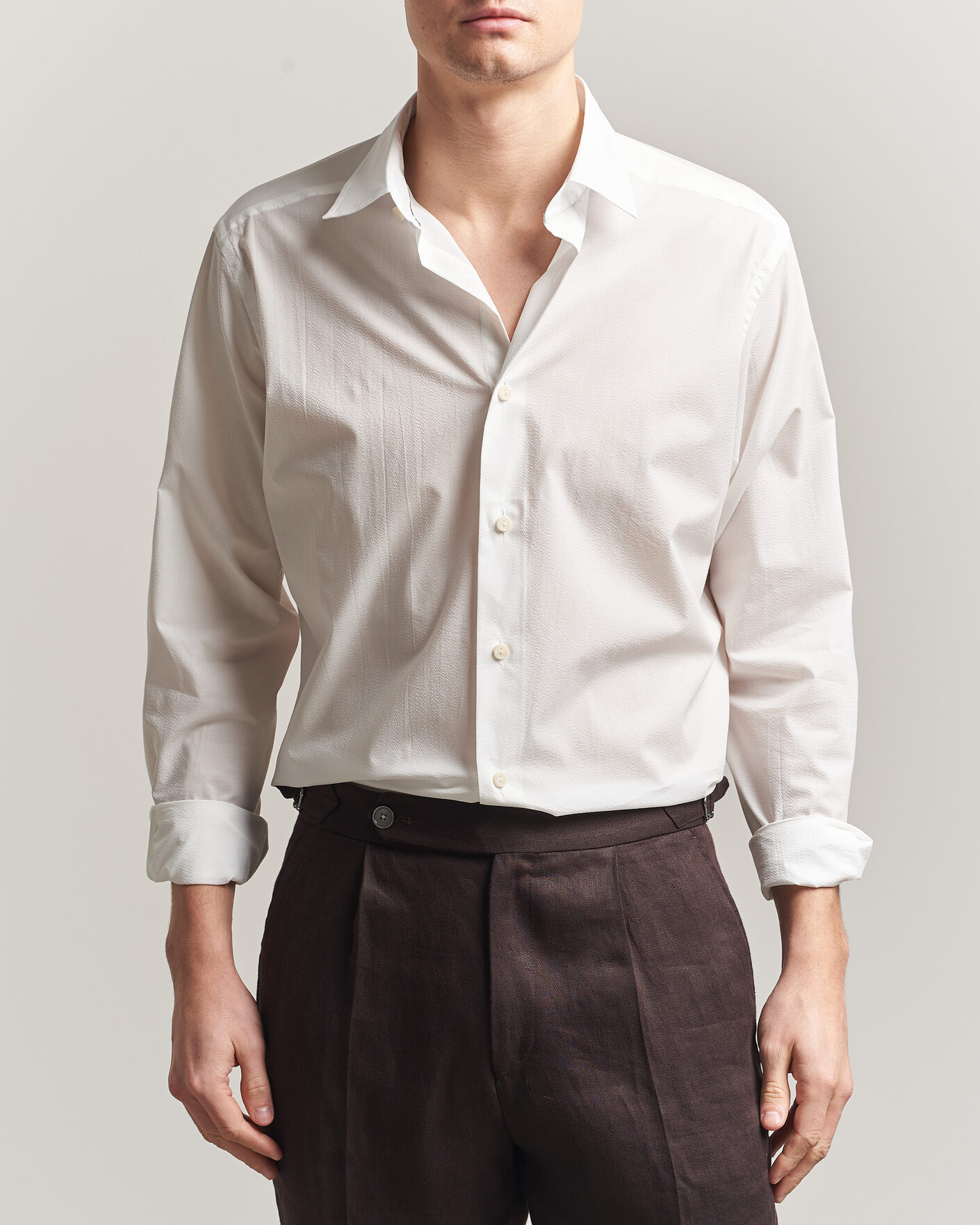Uomini | Camicie | Eton | Casual Fit Seersucker Resort Shirt White