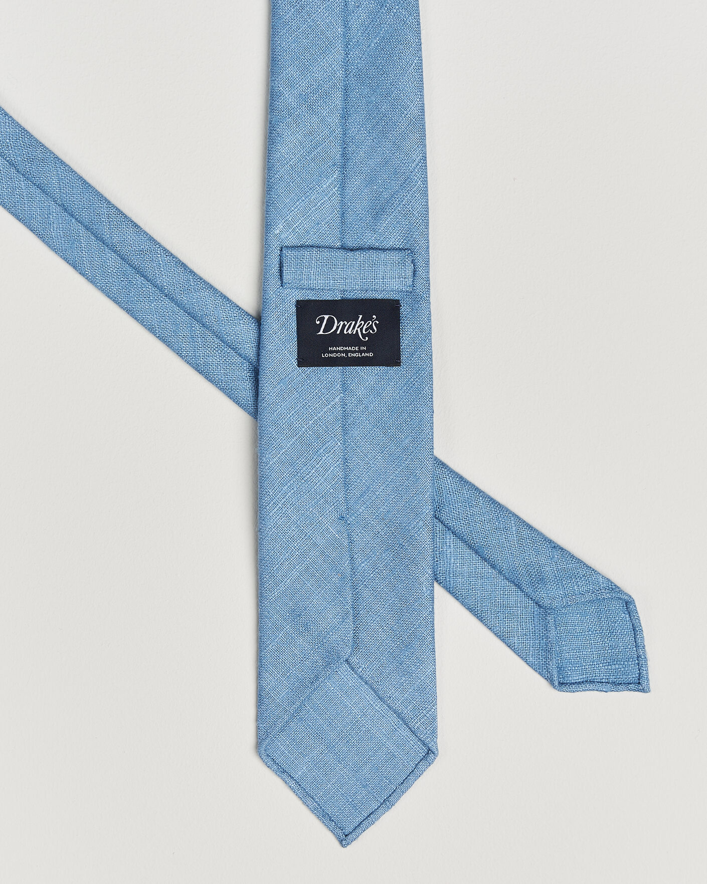 Uomini | Cravatte | Drake's | Silk Tussah Handrolled Tie Sky Blue