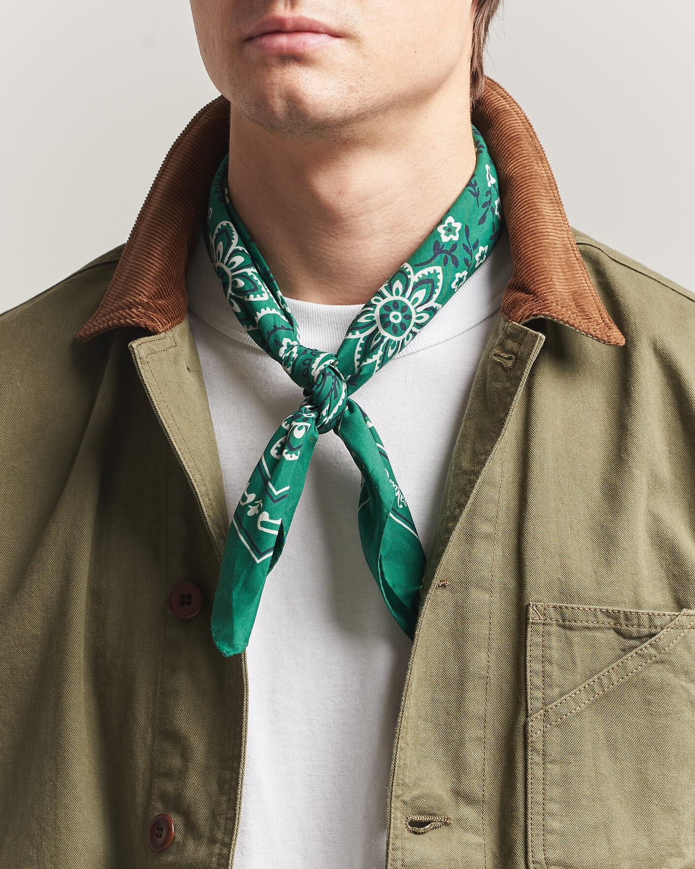 Uomini | Sciarpe | Drake's | Classic Paisley Bandana Green