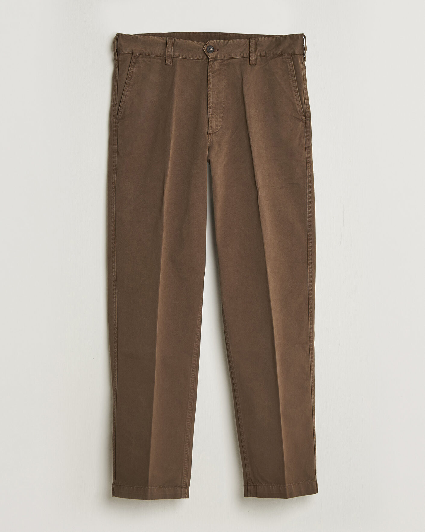 Uomini | Pantaloni | Drake's | Peached Flat Front Cotton Chino Brown