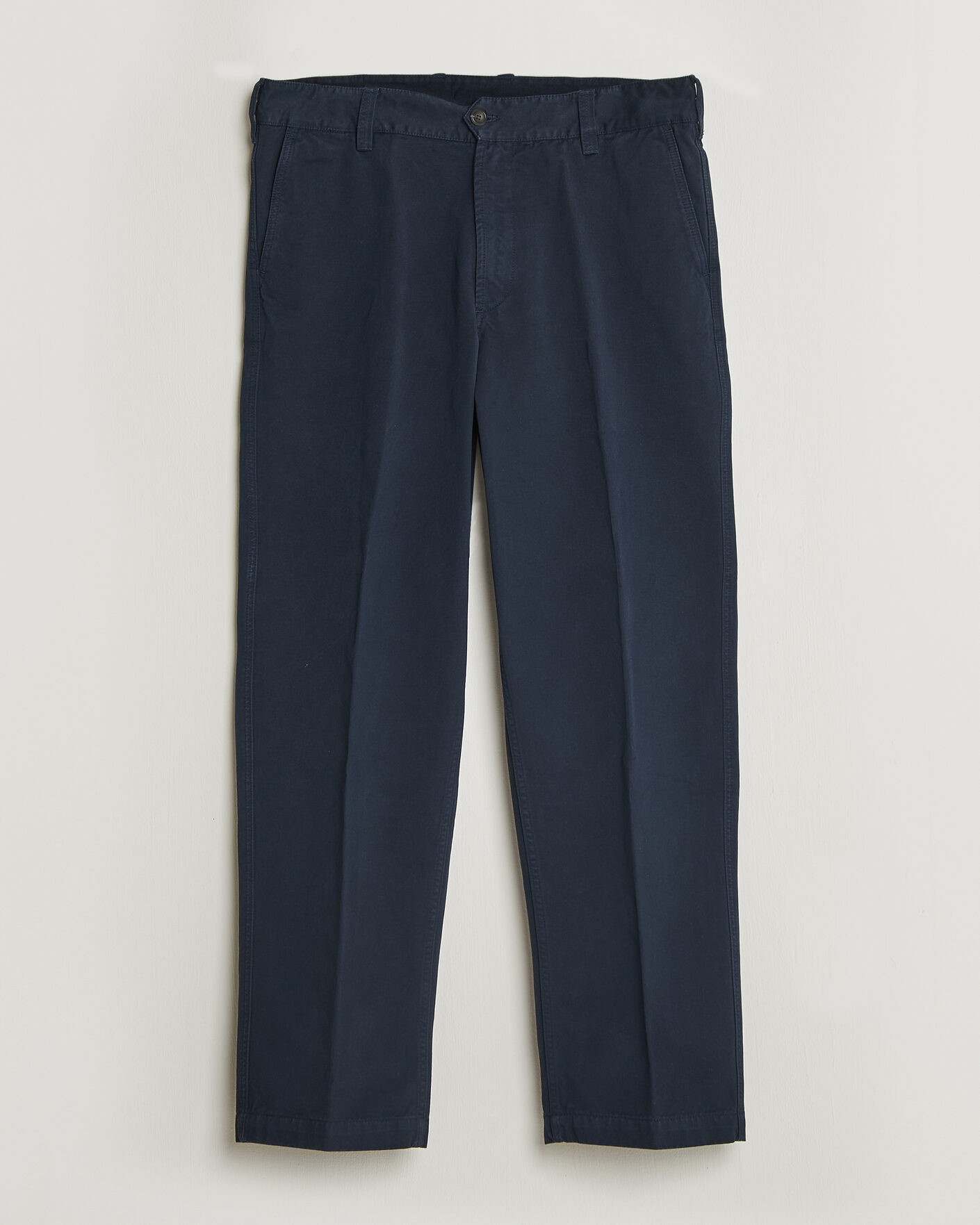 Uomini | Pantaloni | Drake's | Peached Flat Front Cotton Chino Navy