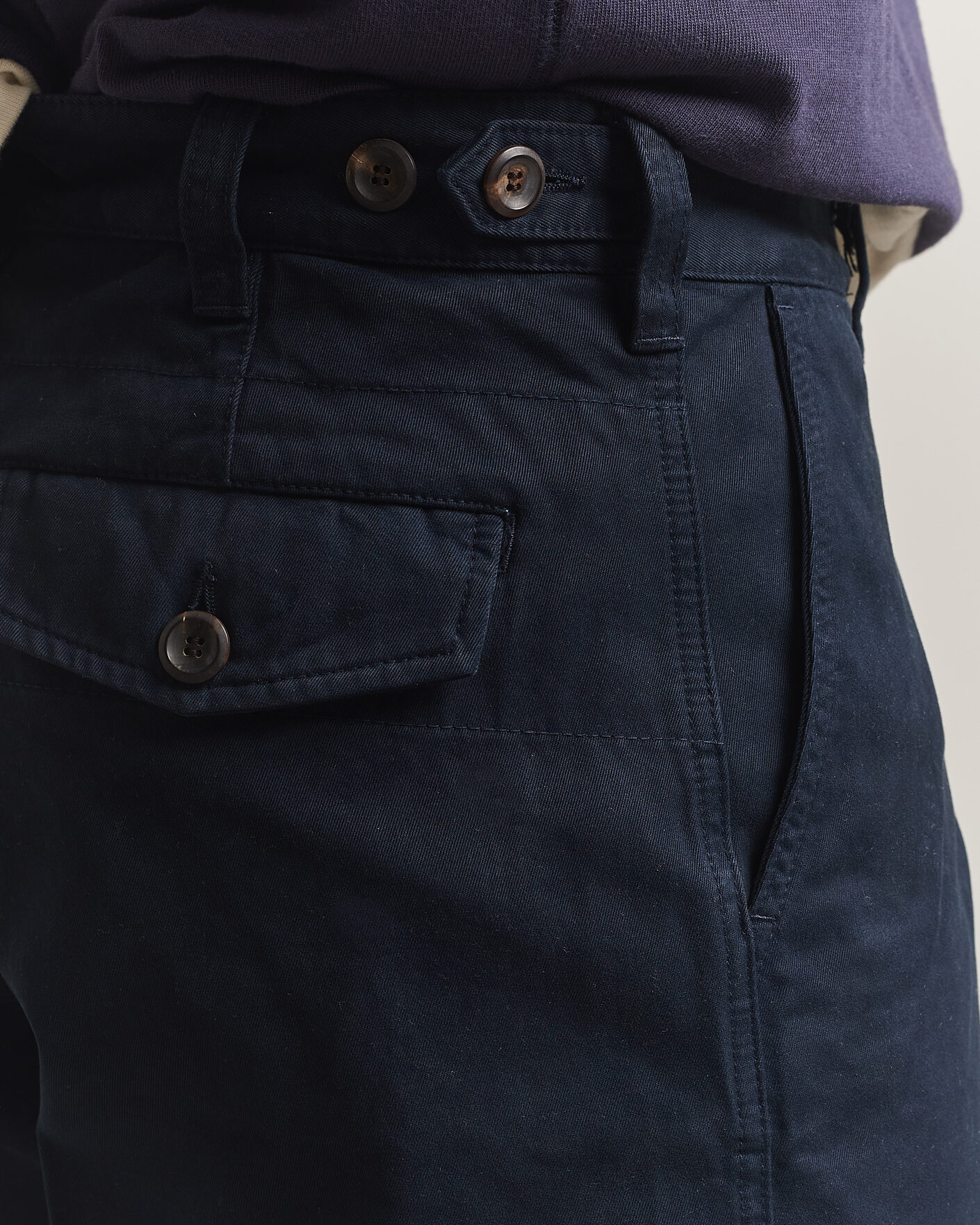 Uomini | Pantaloni | Drake's | Peached Flat Front Cotton Chino Navy