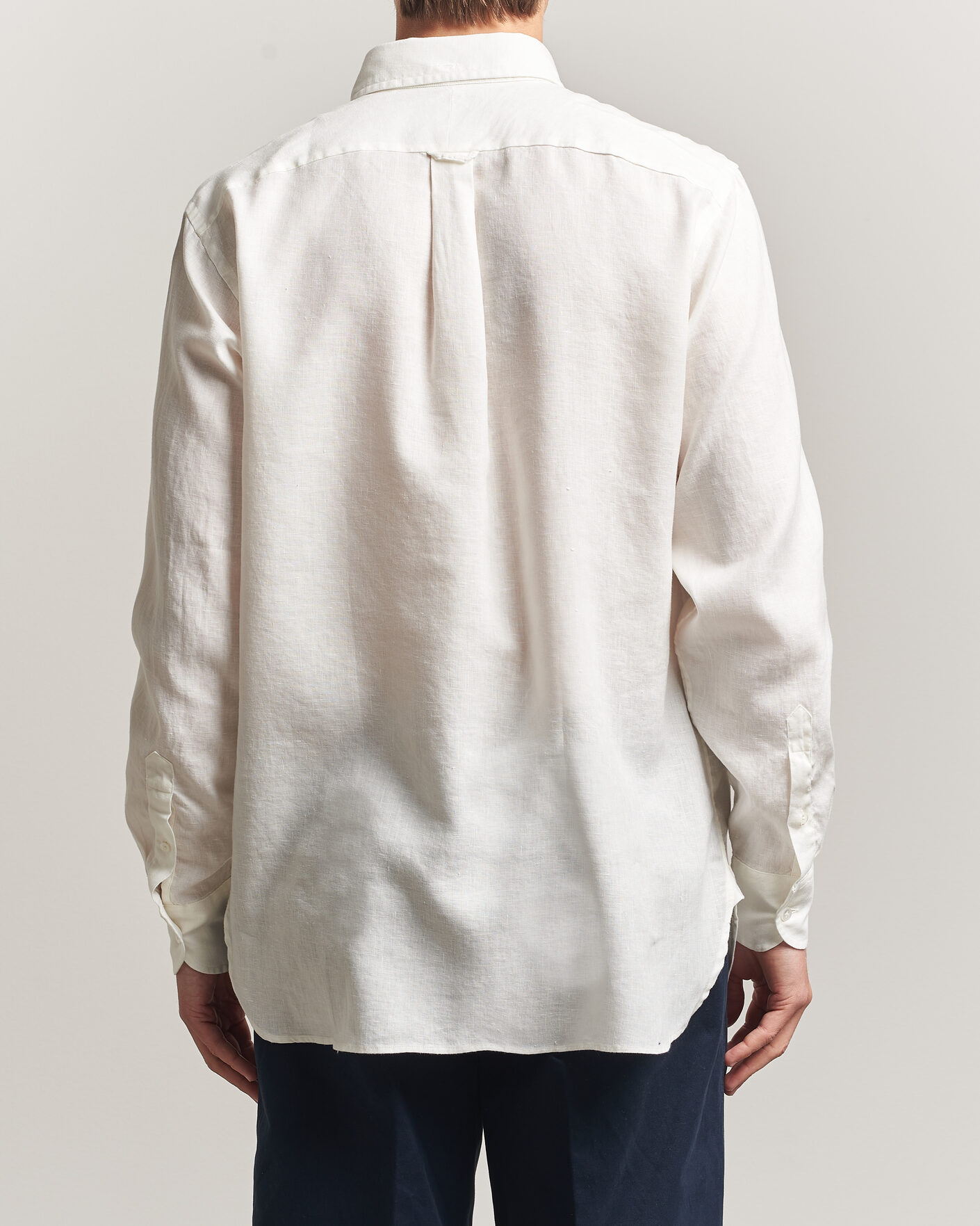 Uomini | Camicie | Drake's | Linen Button Down Curved Pocket Shirt White
