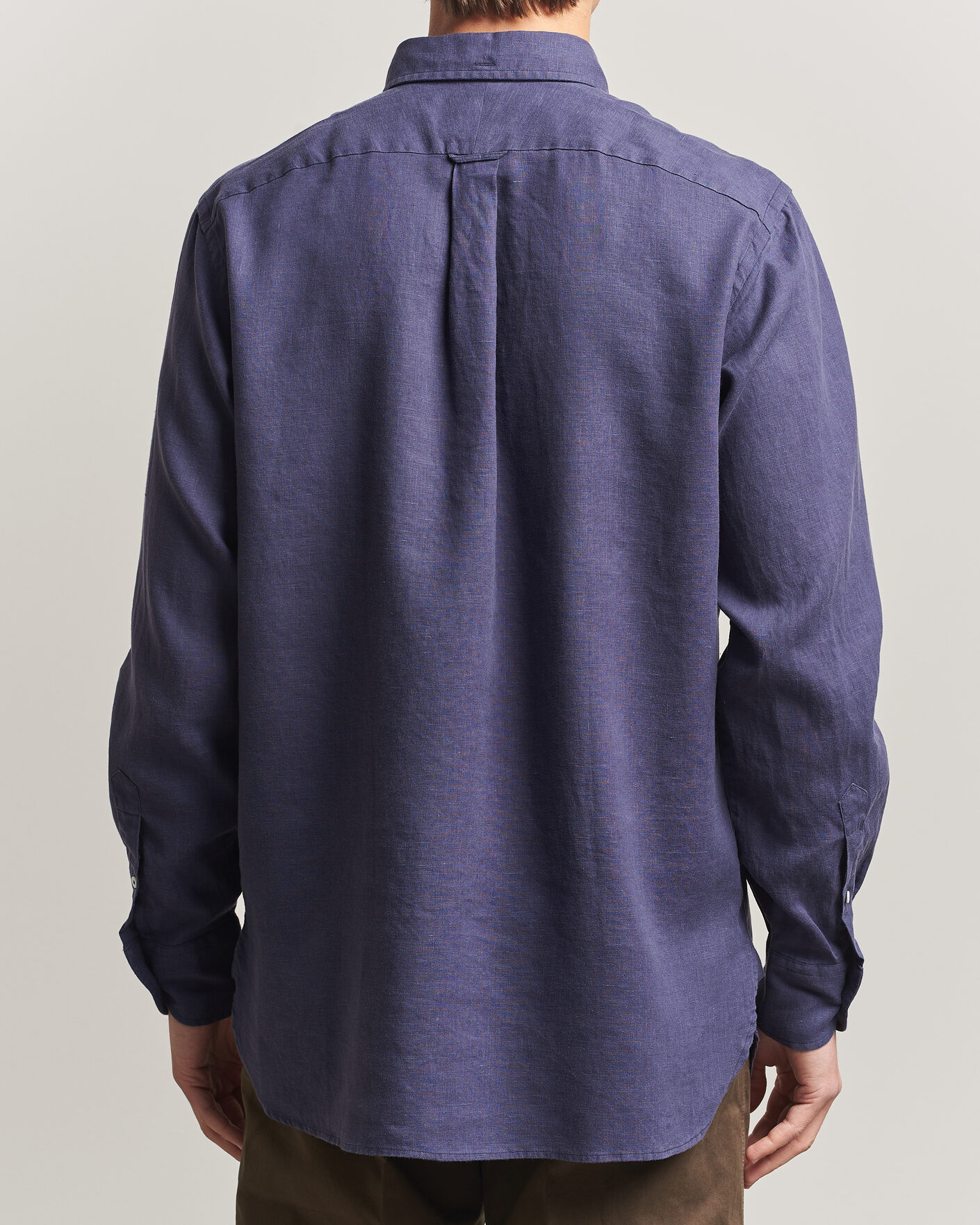 Uomini | Camicie | Drake's | Linen Button Down Curved Pocket Shirt Navy