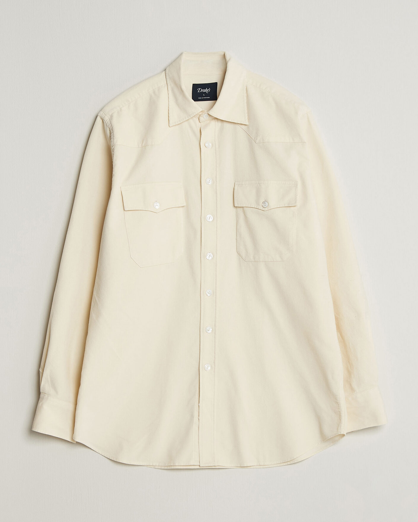 Uomini | Camicie | Drake's | Needlecord Western Shirt White