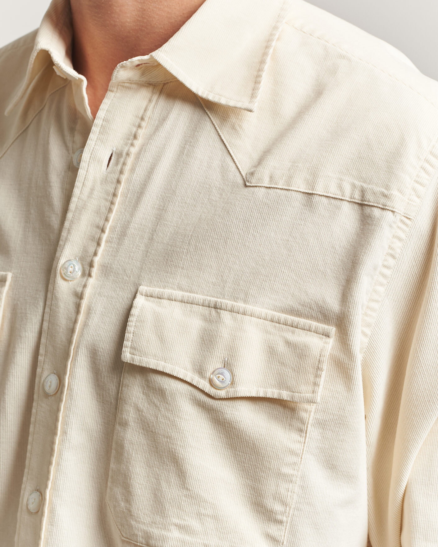 Uomini | Camicie | Drake's | Needlecord Western Shirt White