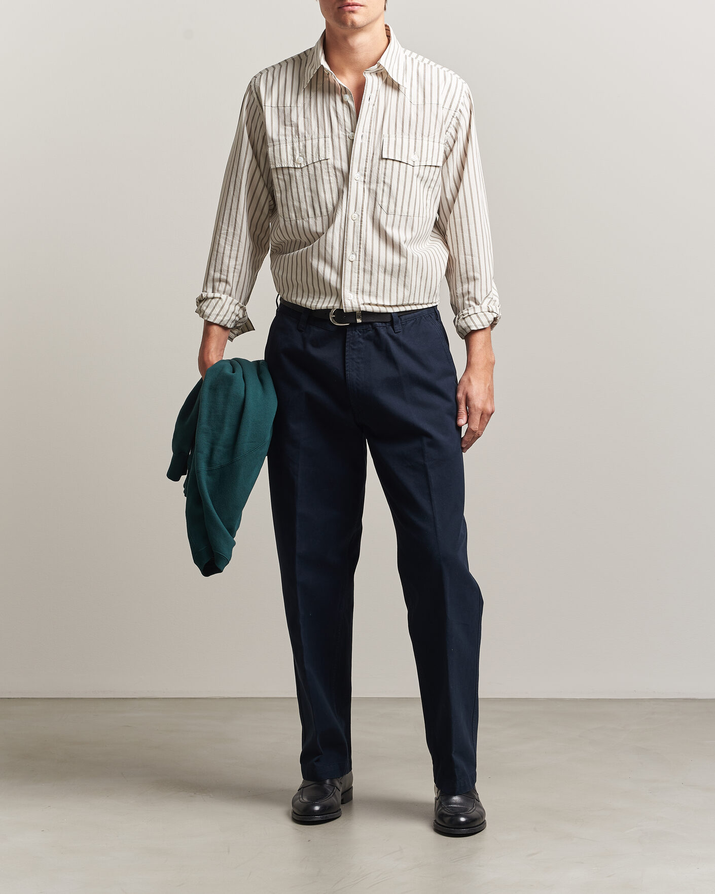 Uomini | Camicie | Drake's | Striped Western Shirt White