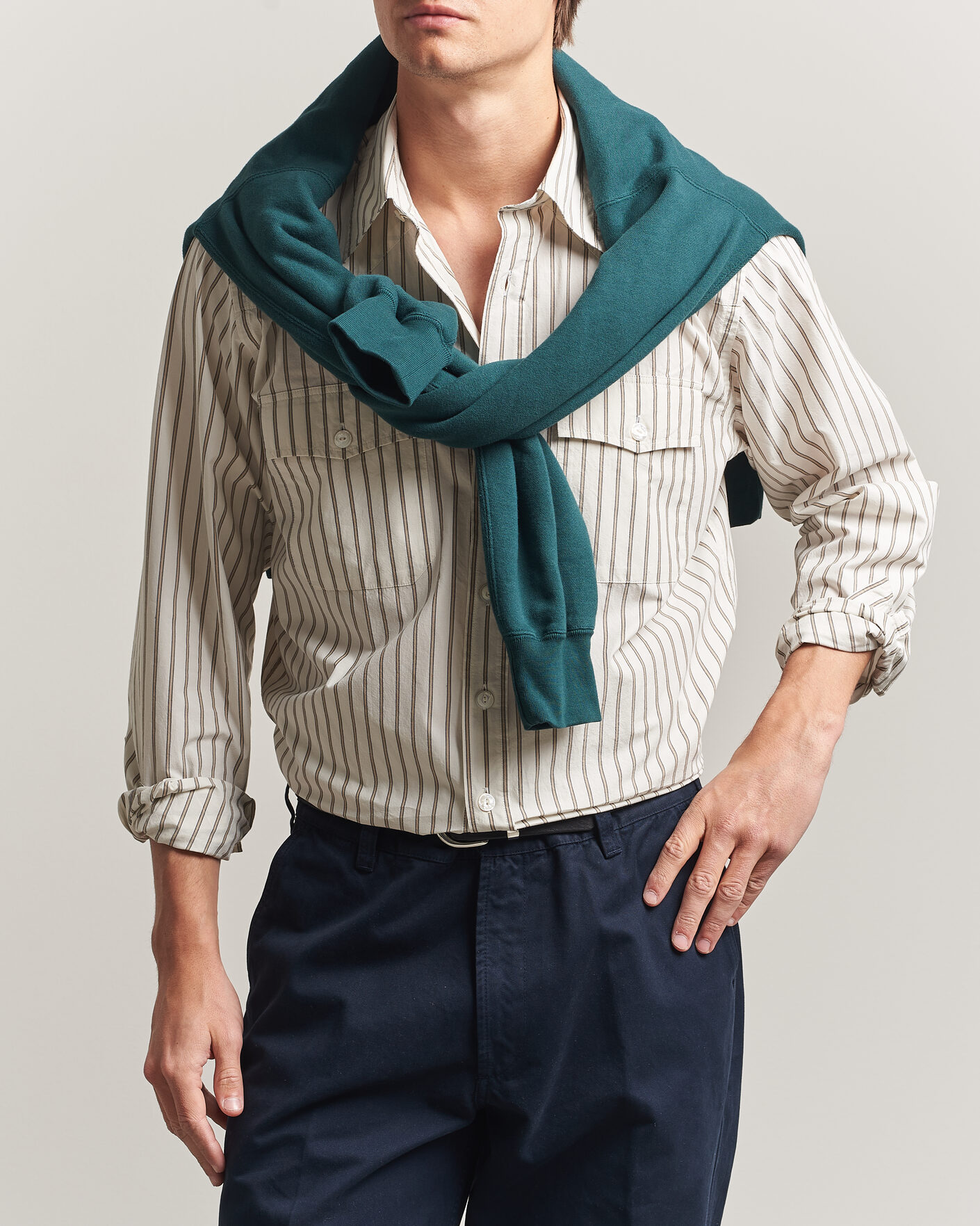 Uomini | Camicie | Drake's | Striped Western Shirt White
