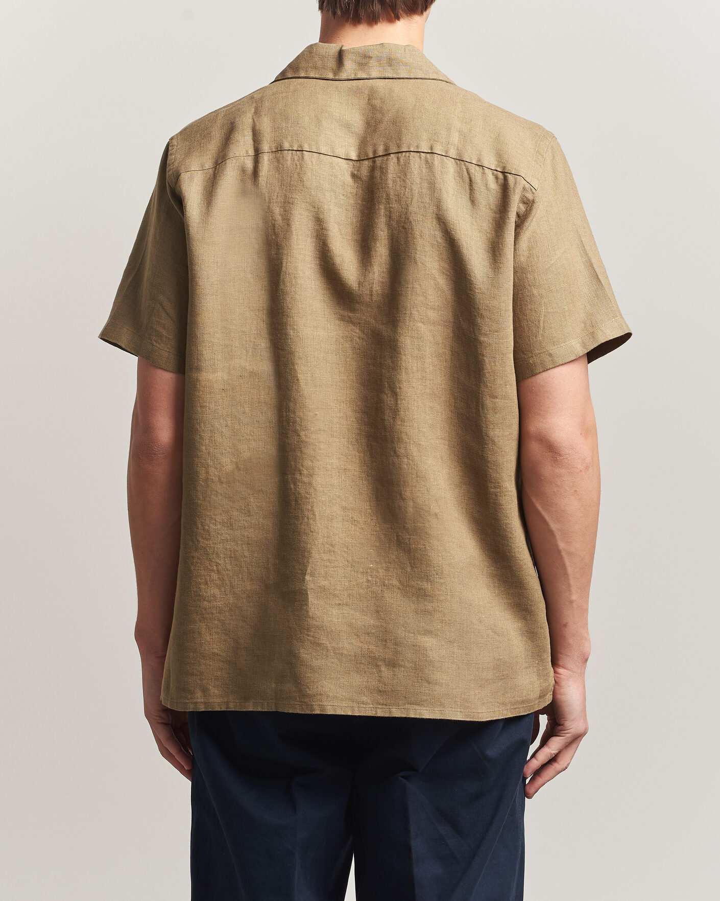 Uomini | Camicie | Drake's | Military Short Sleeve Camp Collar Shirt Khaki