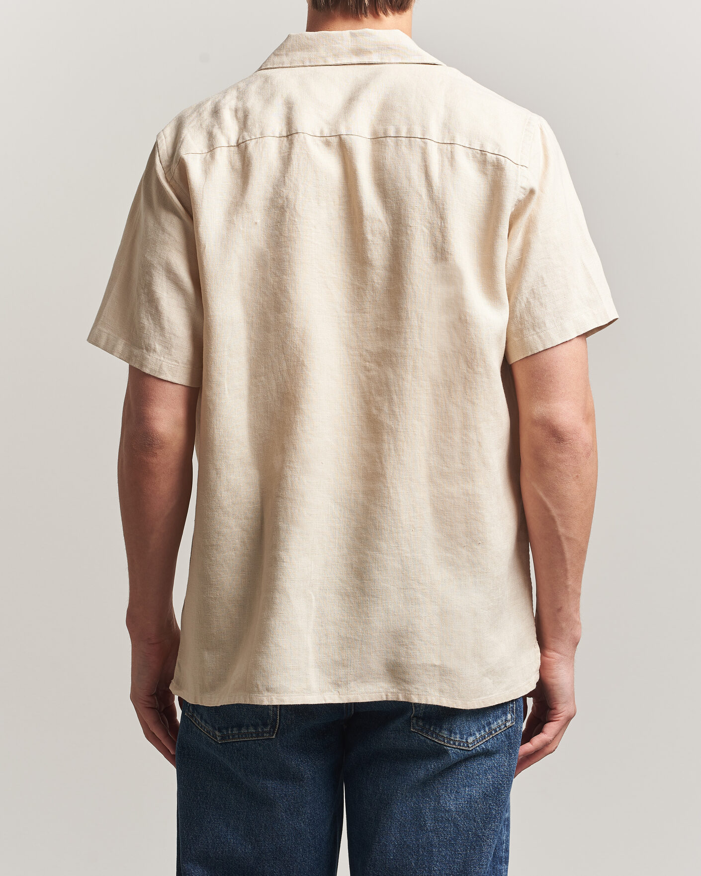 Uomini | Camicie | Drake's | Military Short Sleeve Camp Collar Shirt Ecru