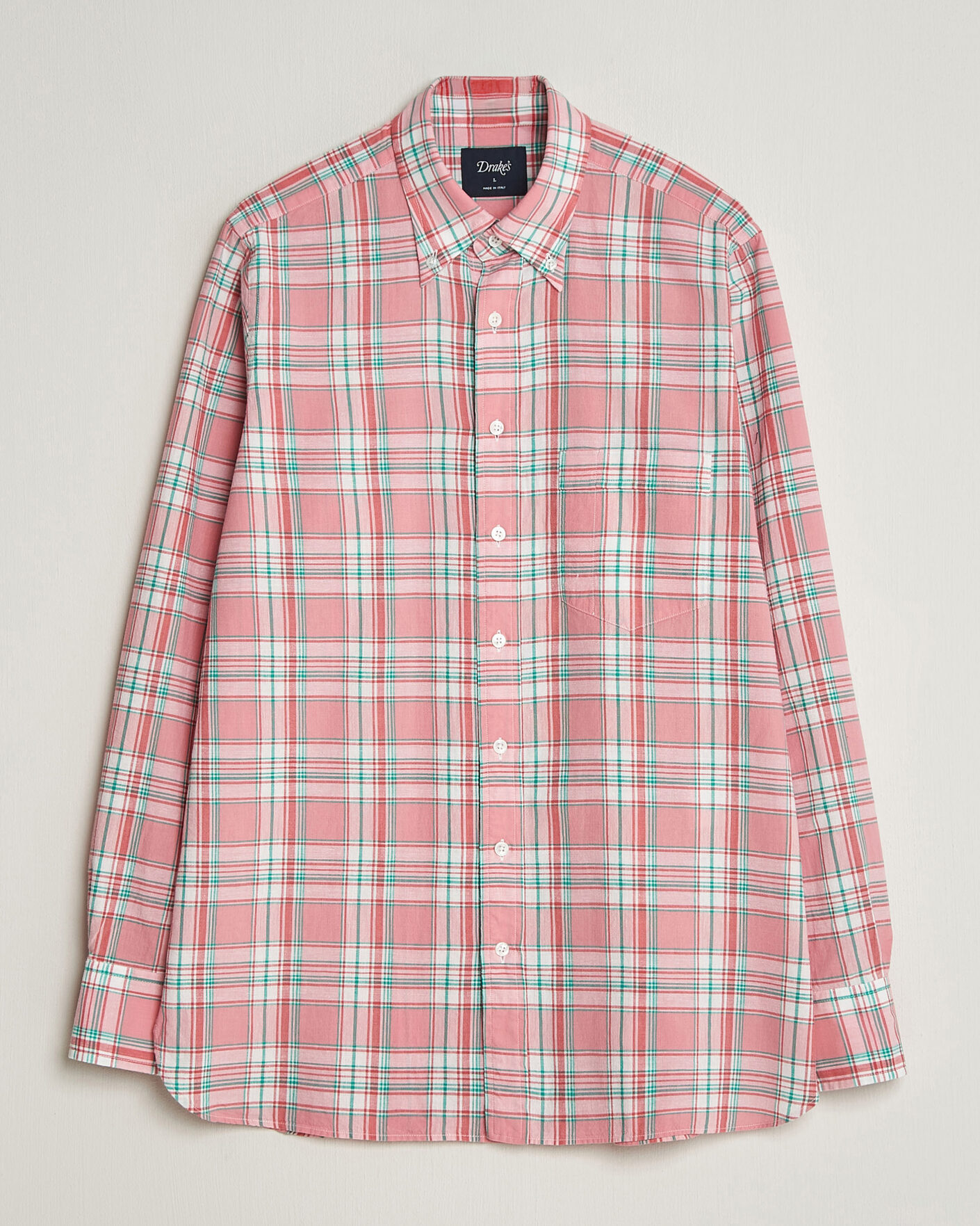 Uomini | Camicie | Drake's | Madrass Checked Button Down Shirt Pink