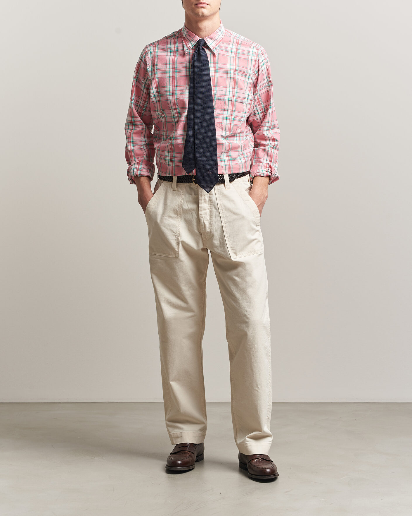 Uomini | Camicie | Drake's | Madrass Checked Button Down Shirt Pink