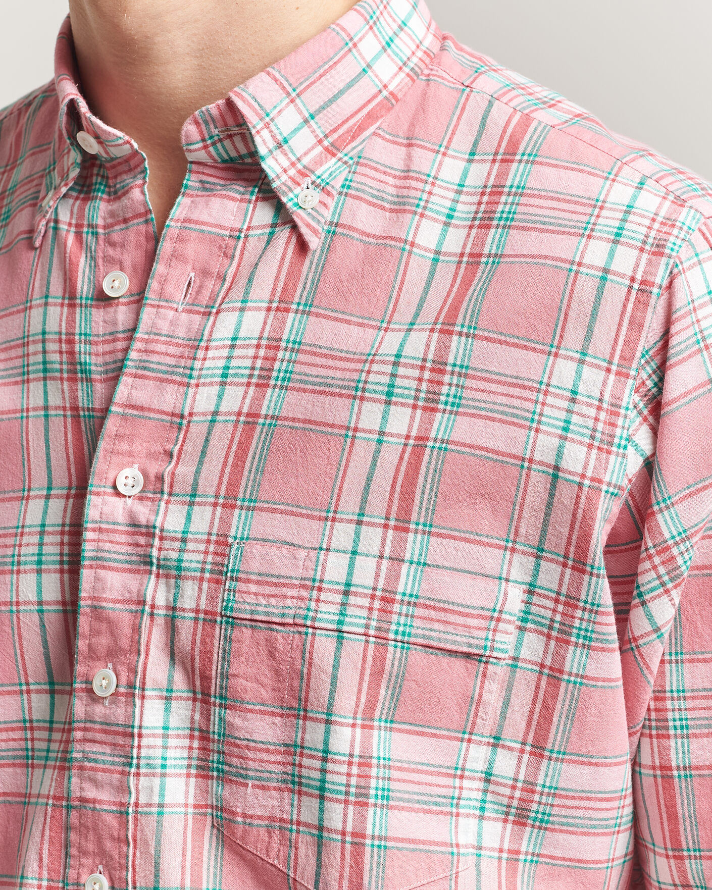 Uomini | Camicie | Drake's | Madrass Checked Button Down Shirt Pink