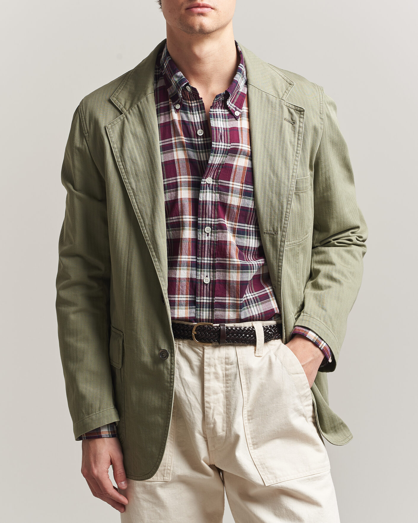 Uomini | Blazers | Drake's | MKI Herringbone Games Blazer Olive