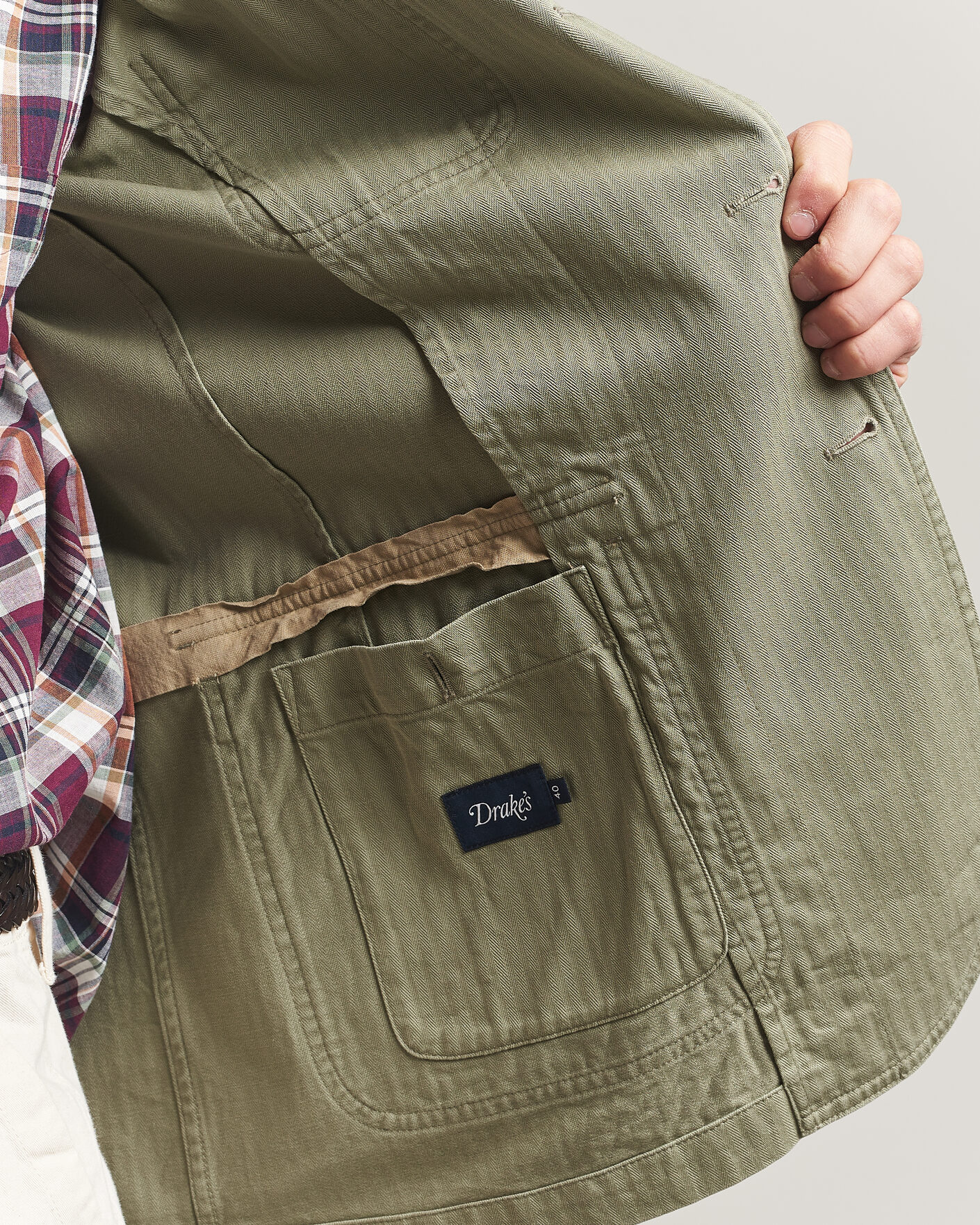 Uomini | Blazers | Drake's | MKI Herringbone Games Blazer Olive