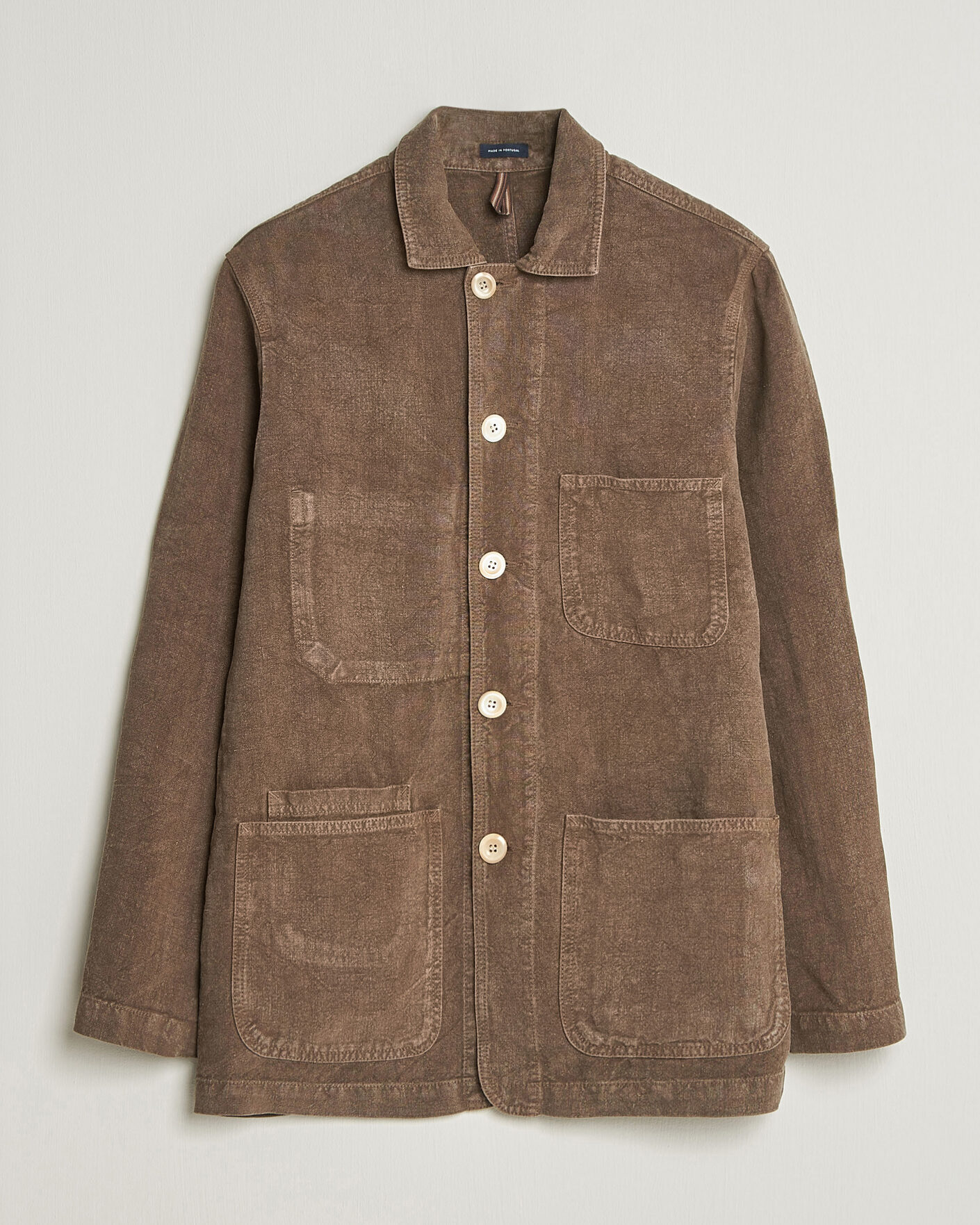 Uomini | Giacche | Drake's | Heavy Linen Chore Jacket Brown