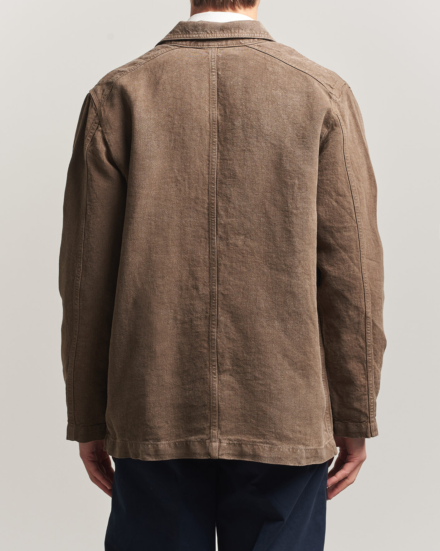 Uomini | Giacche | Drake's | Heavy Linen Chore Jacket Brown