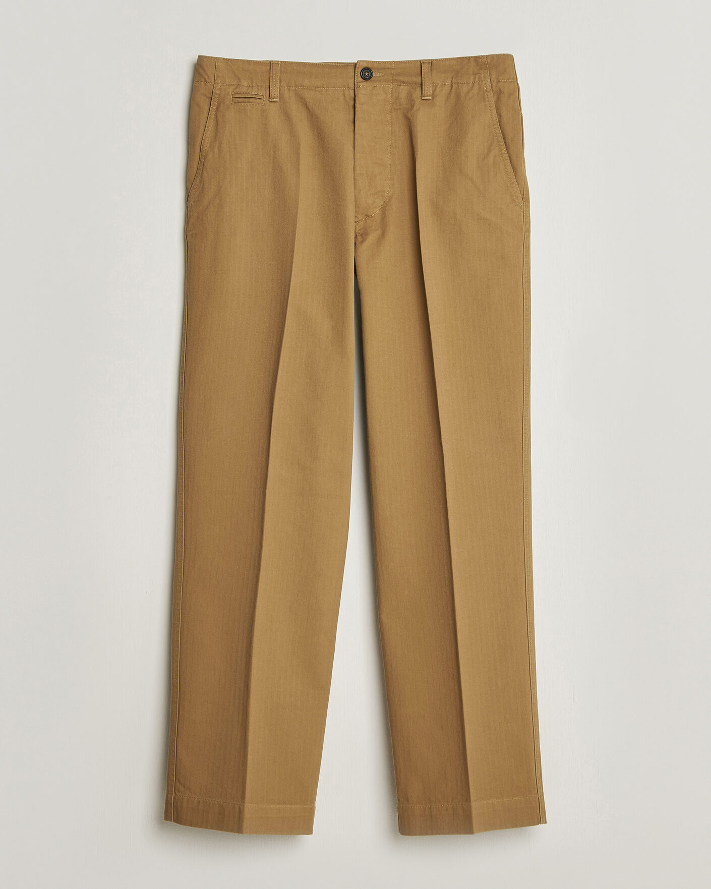 Uomini | Pantaloni | Drake's | Herringbone Wide Leg Chino Khaki