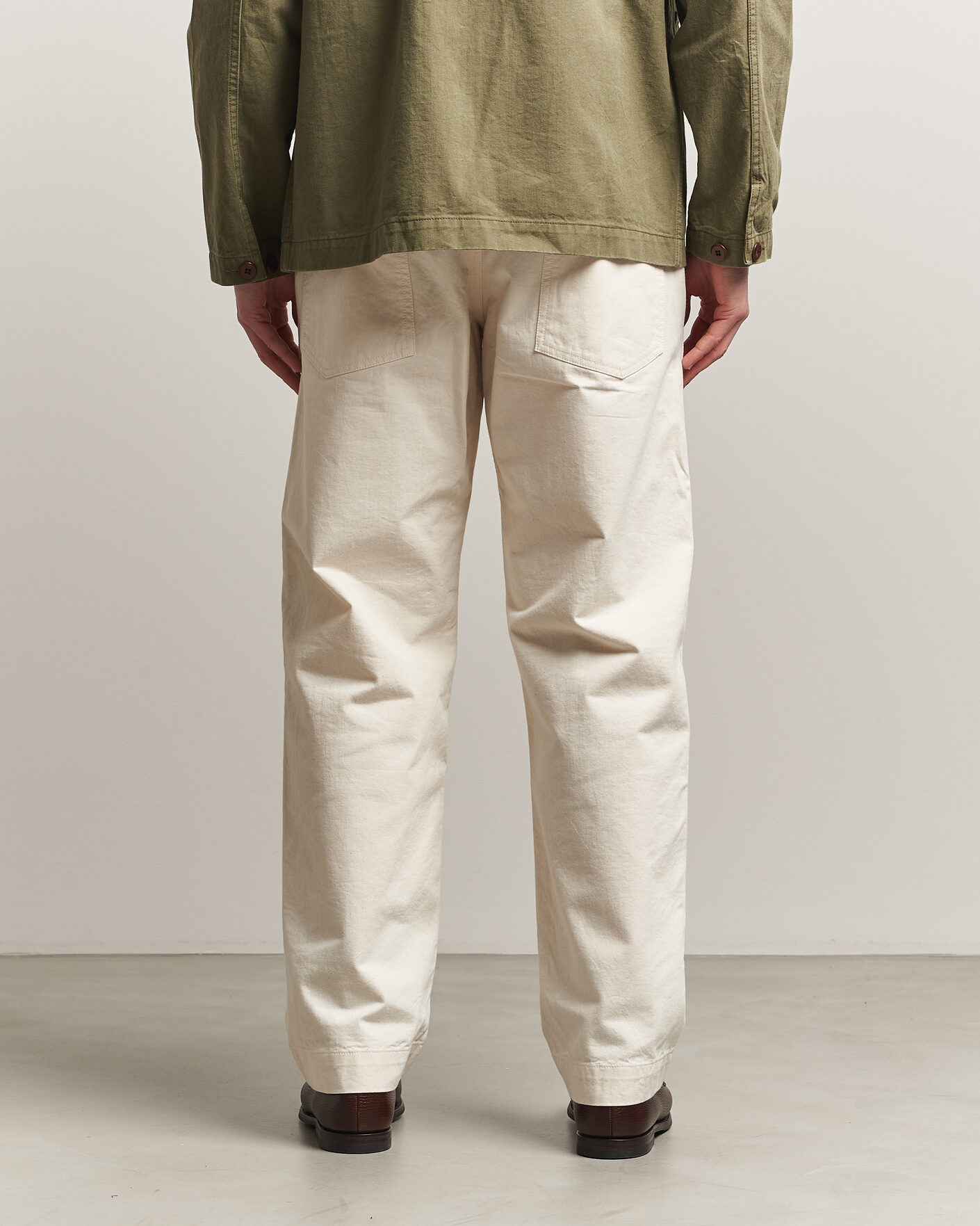 Uomini | Pantaloni | Drake's | Twill Fatigue Trousers Ecru