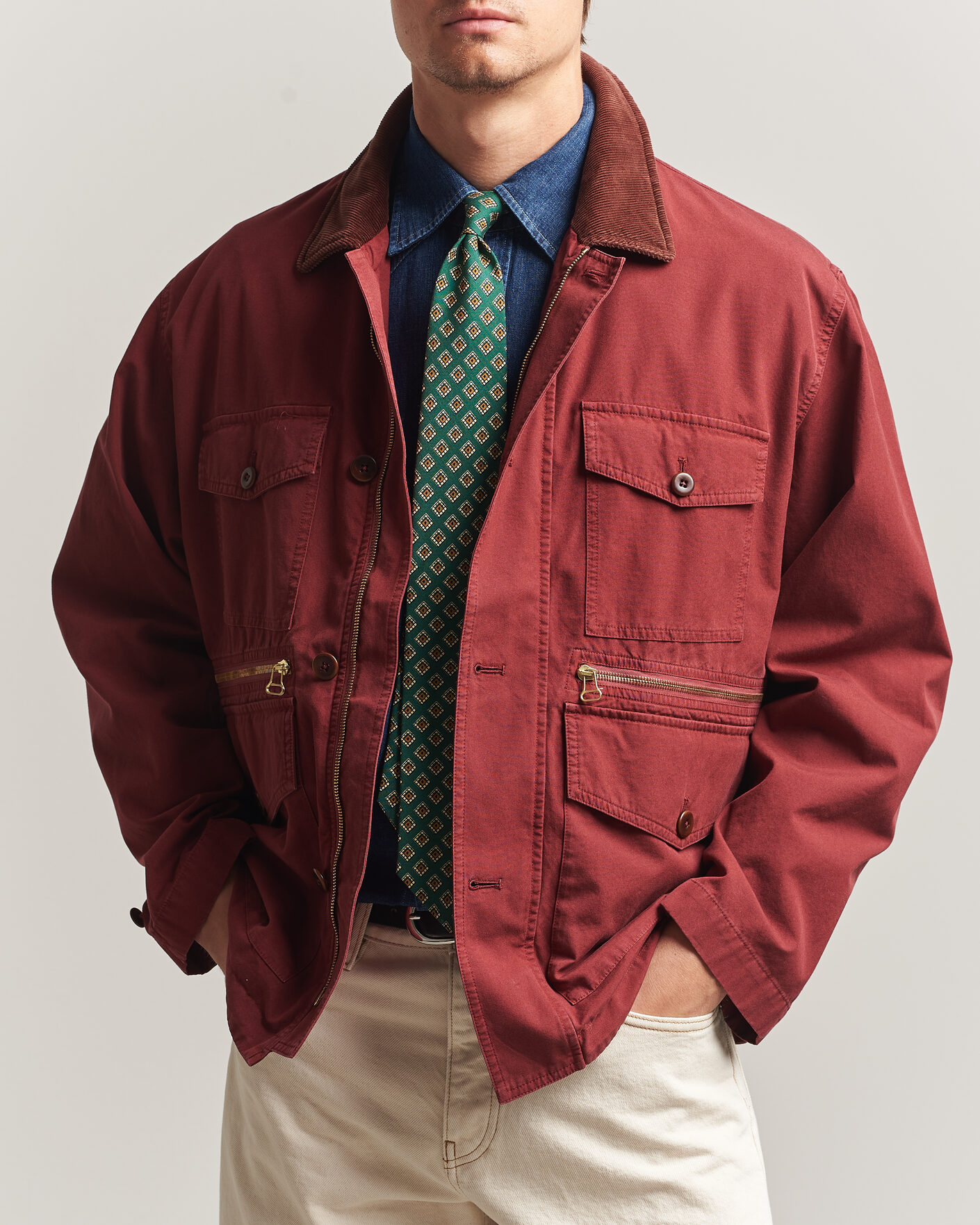 Uomini | Giacche | Drake's | Hiking Jacket Washed Red