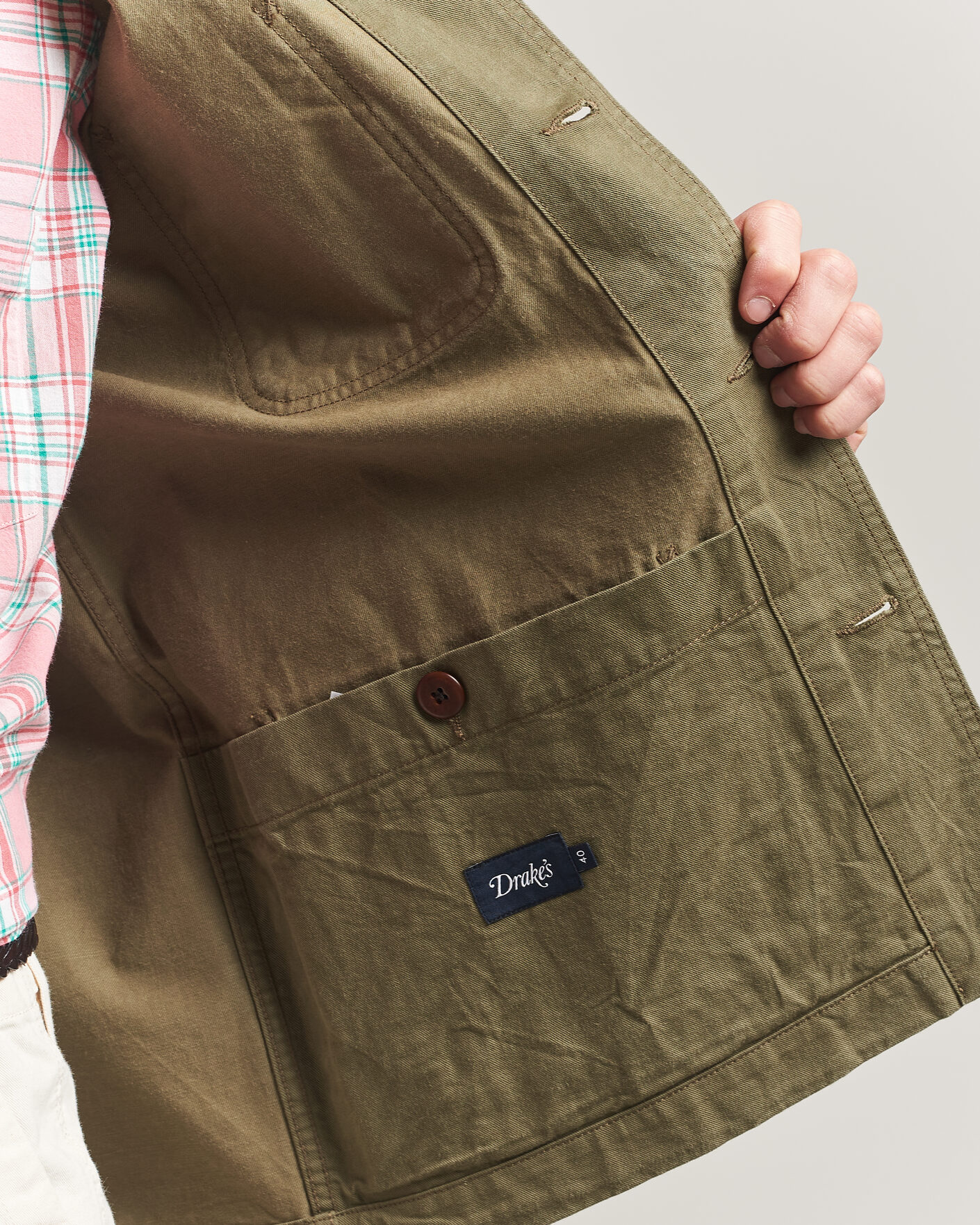 Uomini | Giacche | Drake's | Twill Fatigue Jacket Khaki