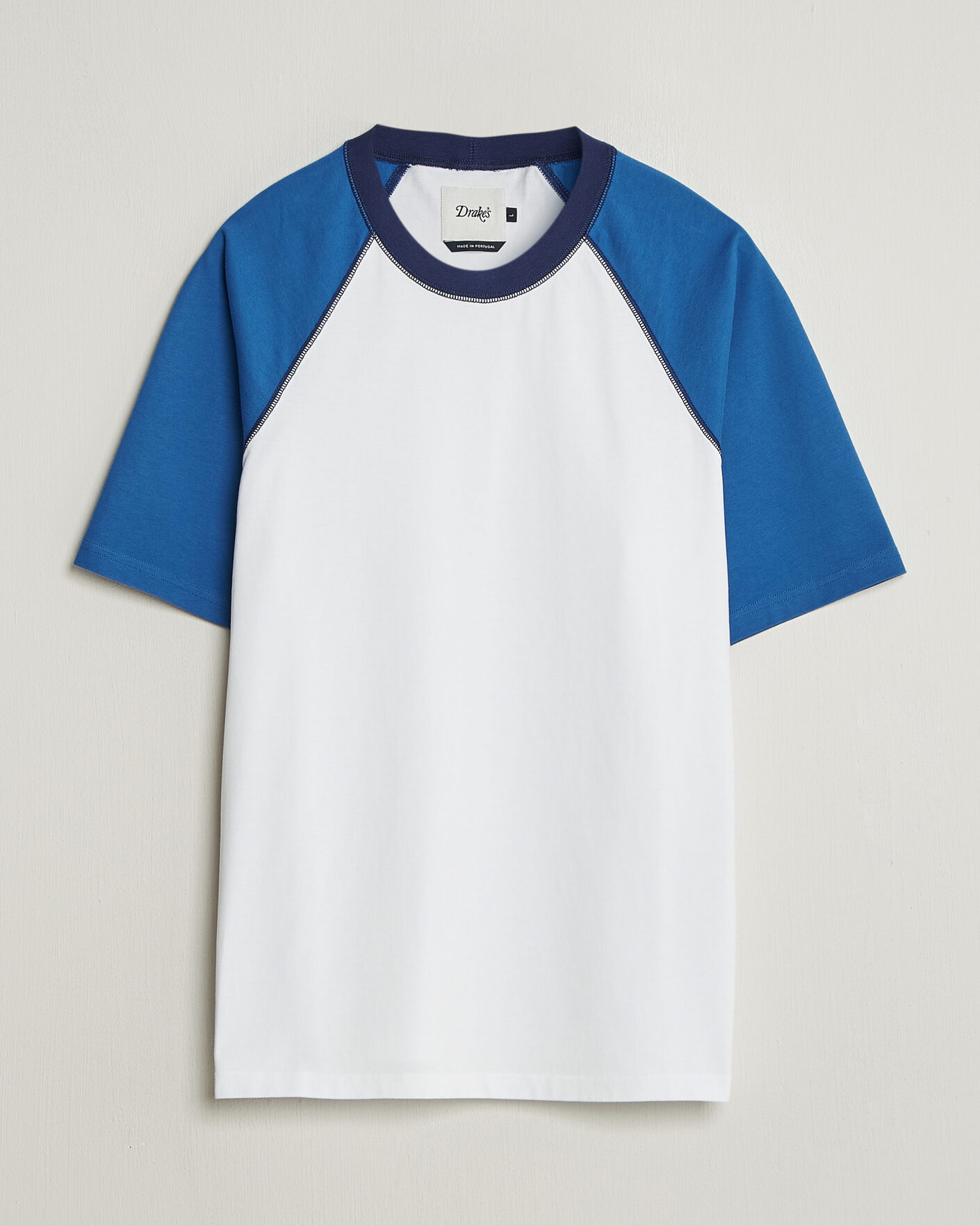 Uomini | T-shirt | Drake's | Two Tone Raglan T-Shirt White/Blue