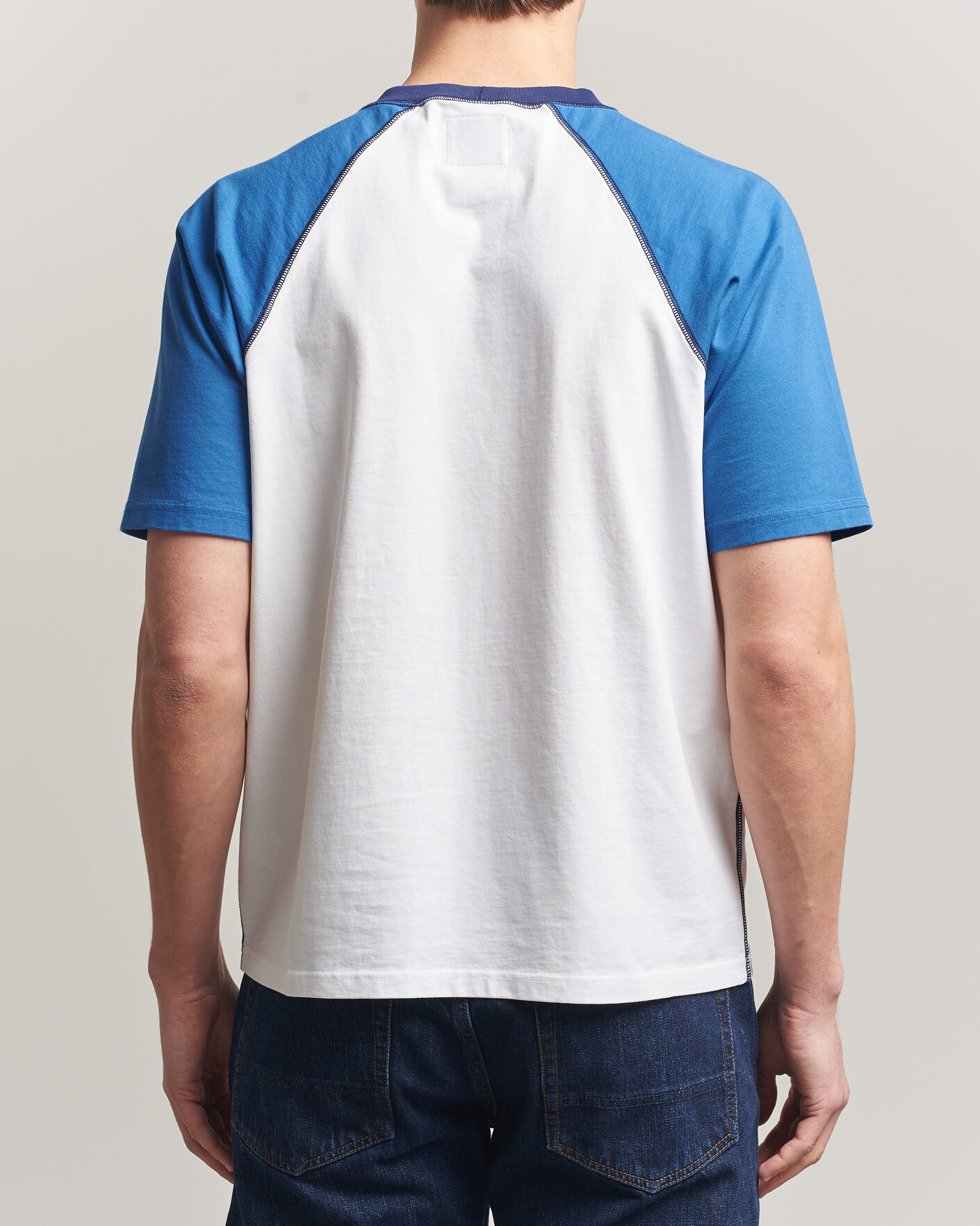 Uomini | T-shirt | Drake's | Two Tone Raglan T-Shirt White/Blue