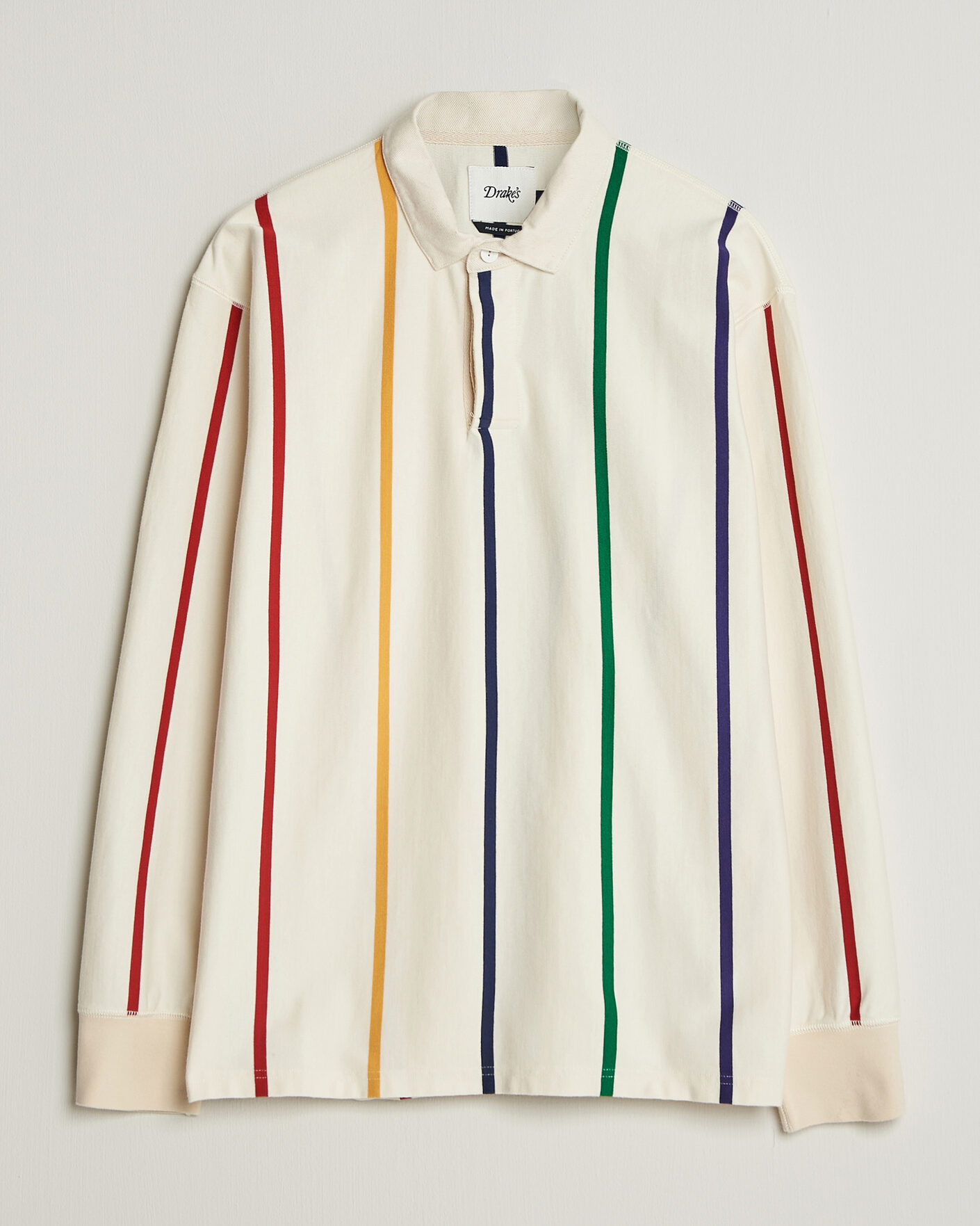 Uomini | Maglieria | Drake's | Colourful Vertical Stripe Rugby White