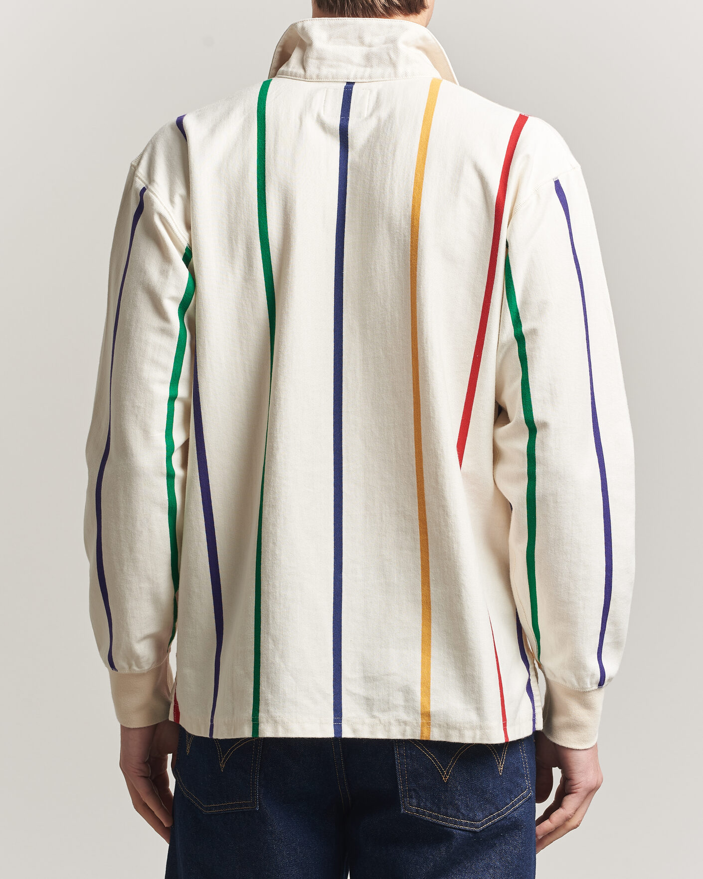 Uomini | Maglieria | Drake's | Colourful Vertical Stripe Rugby White