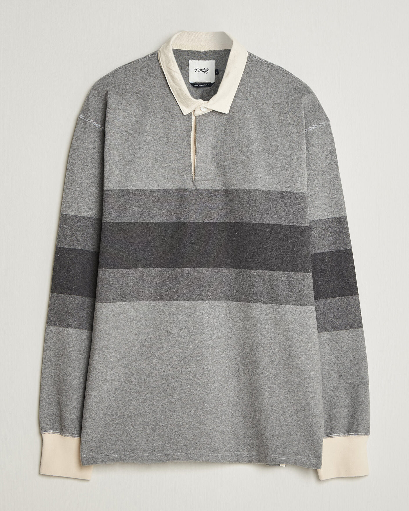 Uomini | Maglieria | Drake's | Melange Stripe Rugby Grey