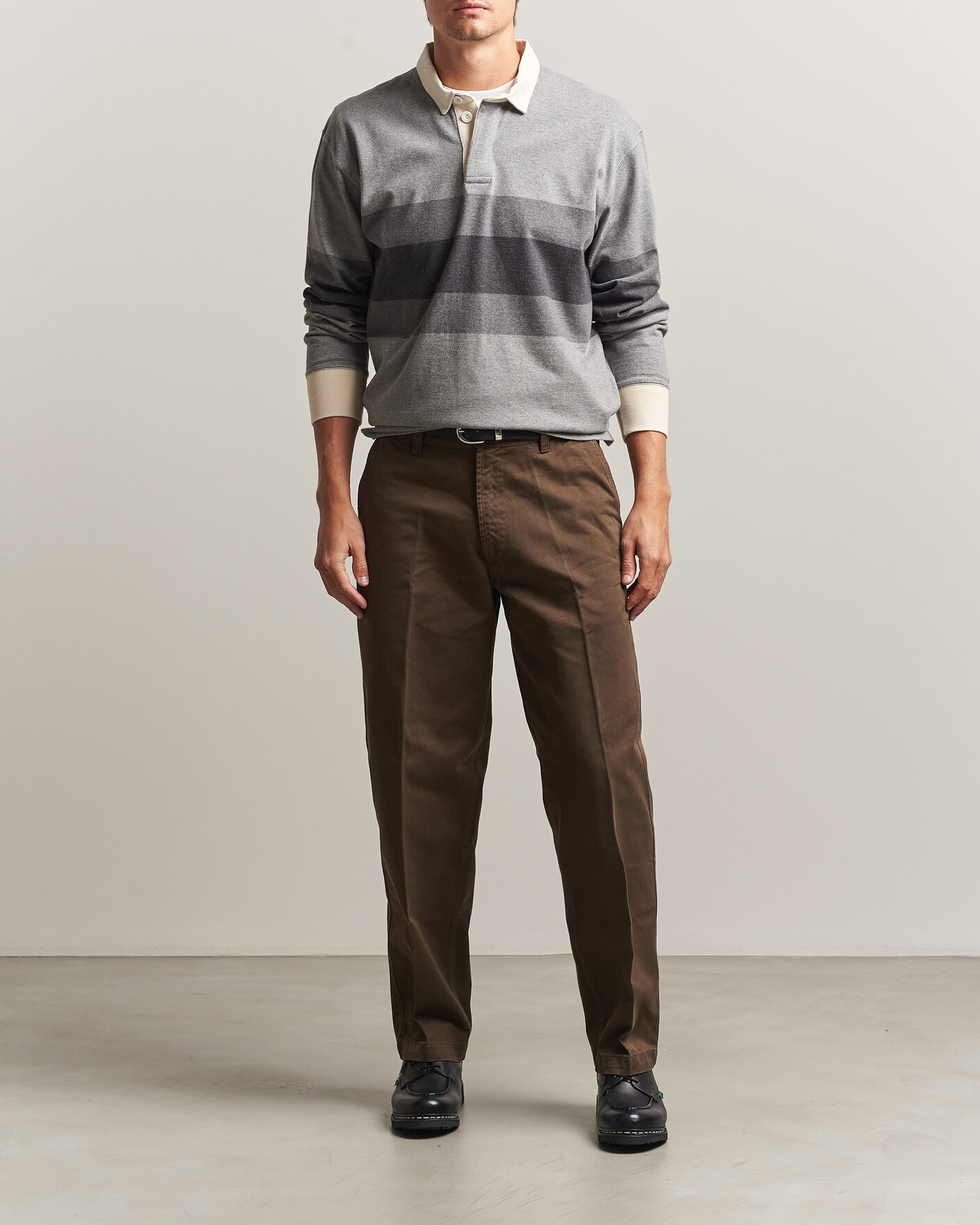 Uomini | Maglieria | Drake's | Melange Stripe Rugby Grey