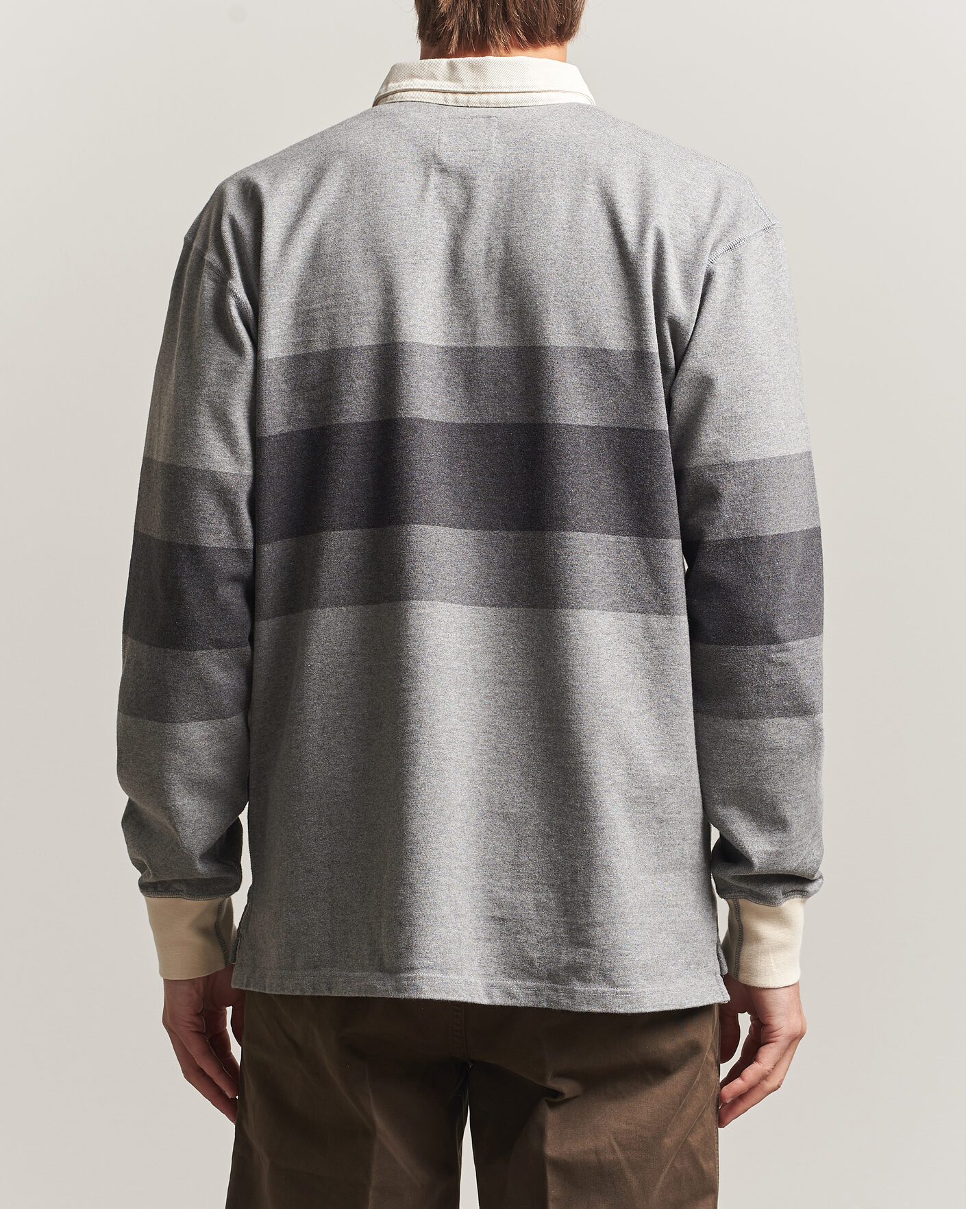 Uomini | Maglieria | Drake's | Melange Stripe Rugby Grey