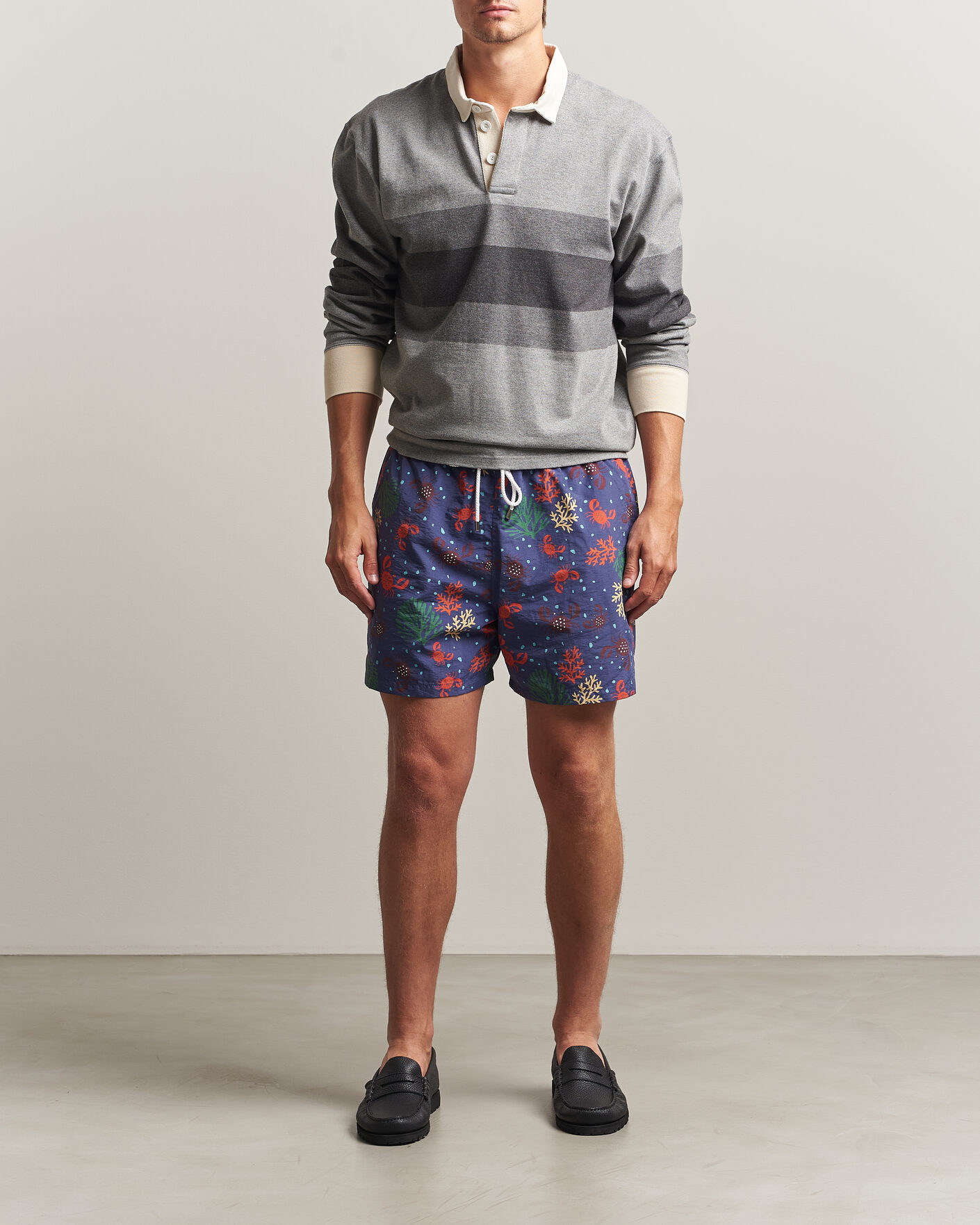 Uomini | Costumi da bagno | Drake's | Crabs Drawstring Swimshorts Blue