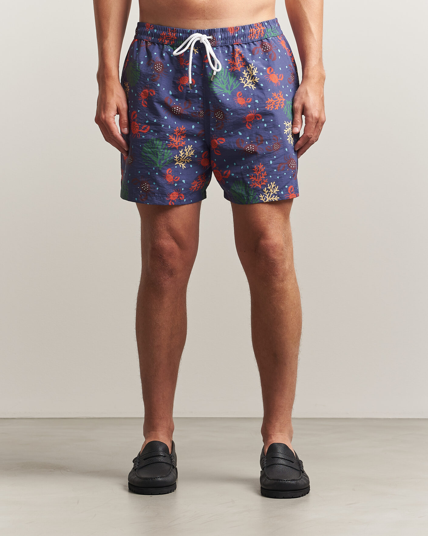 Uomini | Costumi da bagno | Drake's | Crabs Drawstring Swimshorts Blue