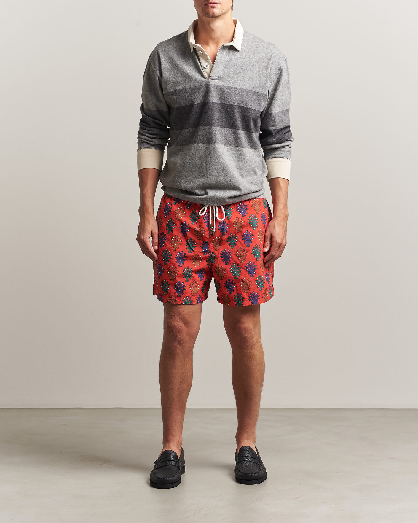 Uomini | Costumi da bagno | Drake's | Trees Drawstring Swimshorts Tomato
