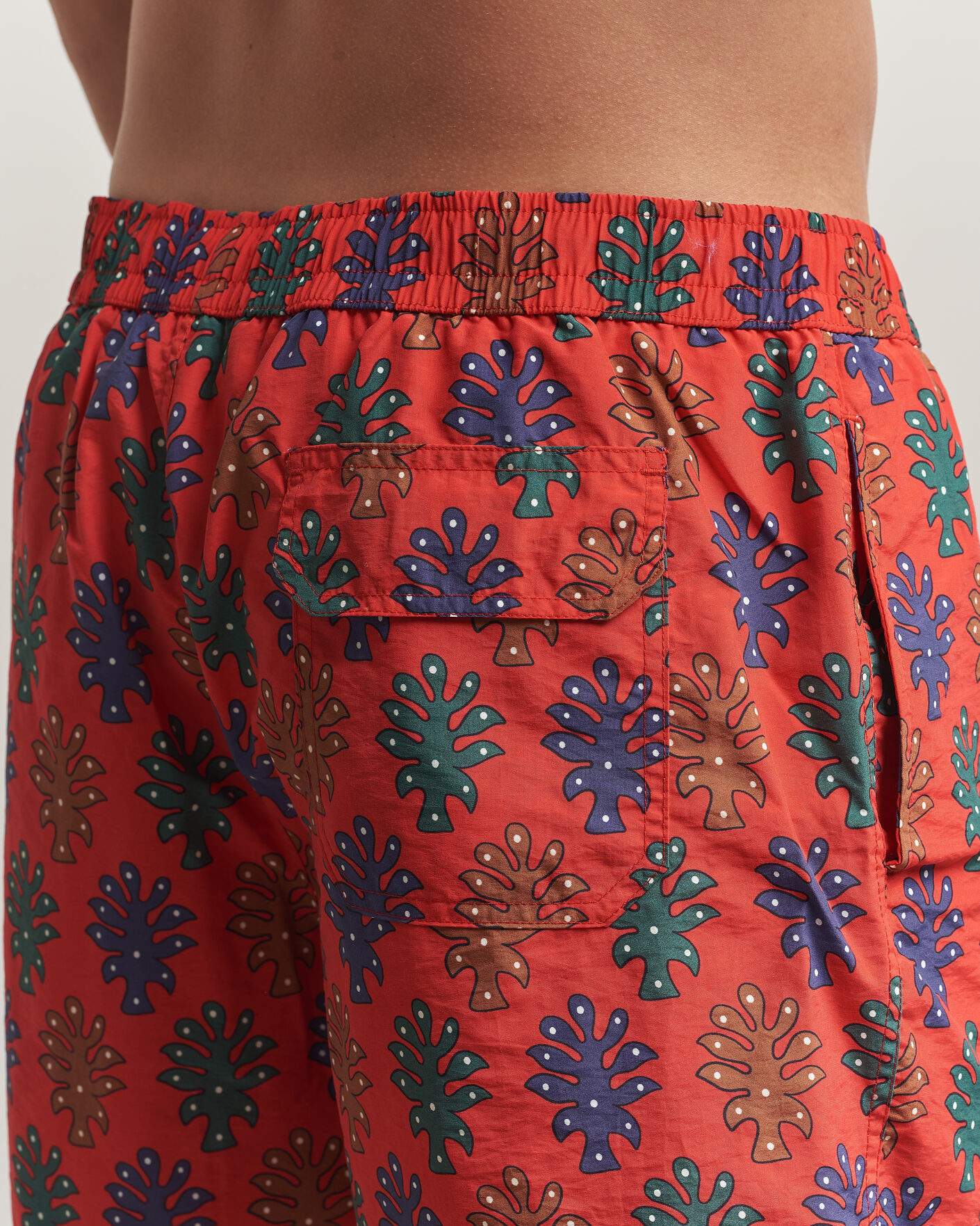 Uomini | Costumi da bagno | Drake's | Trees Drawstring Swimshorts Tomato