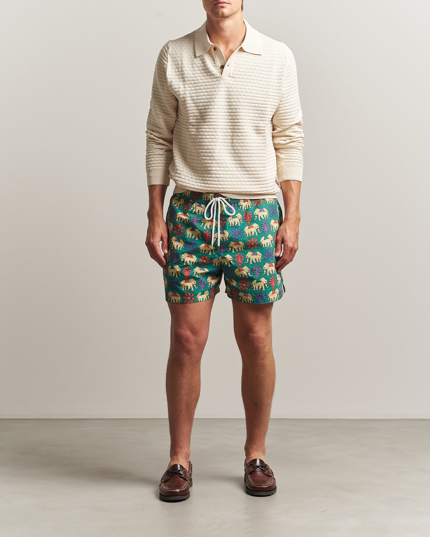Uomini | Costumi da bagno | Drake's | Elephants Drawstring Swimshorts Green