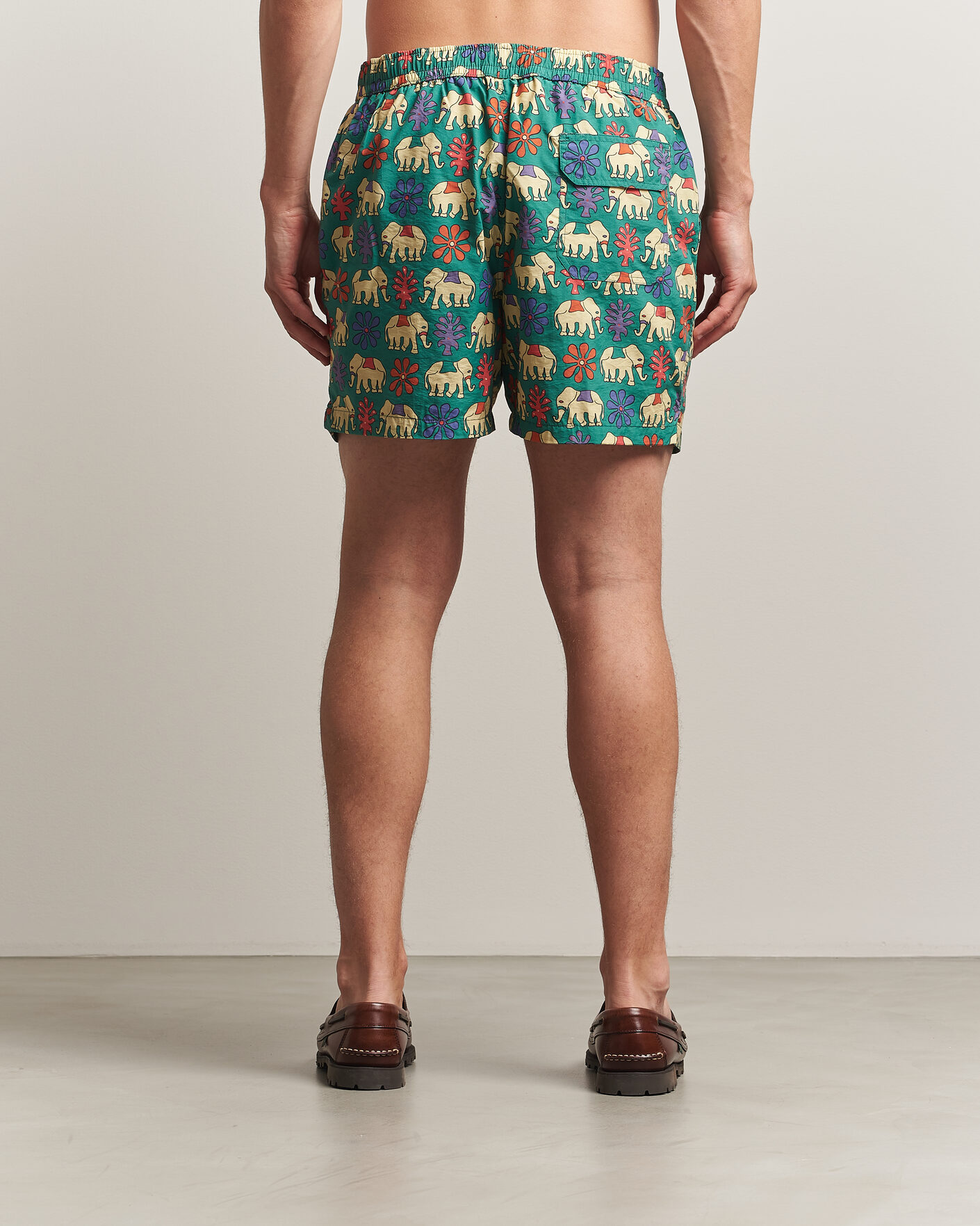 Uomini | Costumi da bagno | Drake's | Elephants Drawstring Swimshorts Green