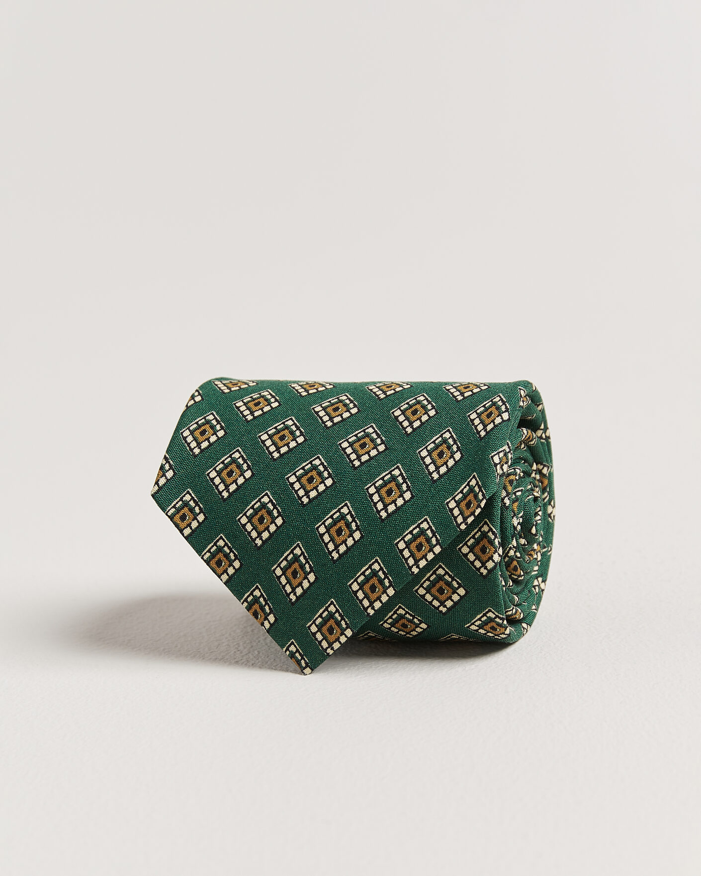 Uomini | Cravatte | Drake's | Tile Medallion Habotai Silk Tie Green