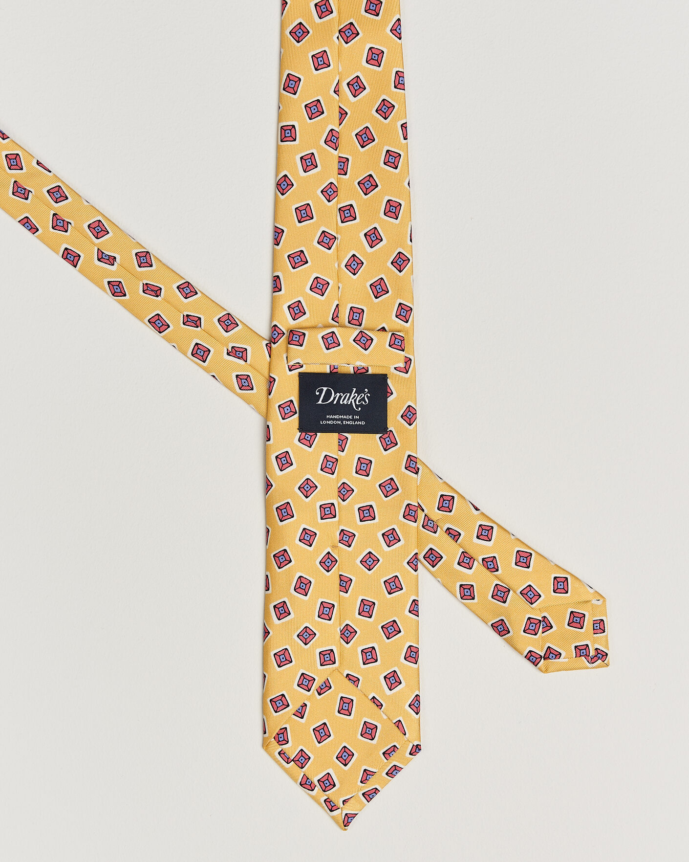 Uomini | Cravatte | Drake's | Square Diamond Heavy Twill Silk Tie Gold