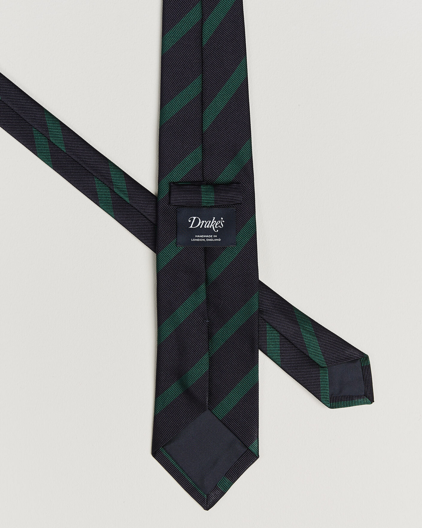 Uomini | Cravatte | Drake's | Bar Stripe Reppe Silk Tie Navy/Green