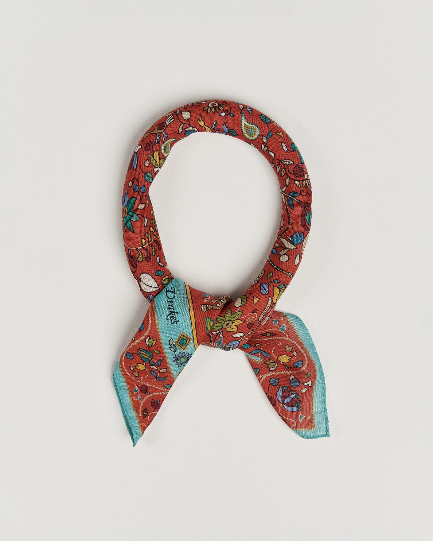 Uomini | Sciarpe | Drake's | Tiger Garden Wool/Silk Bandana Red
