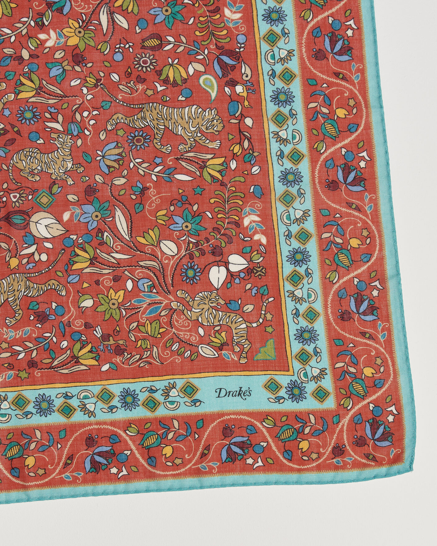 Uomini | Sciarpe | Drake's | Tiger Garden Wool/Silk Bandana Red