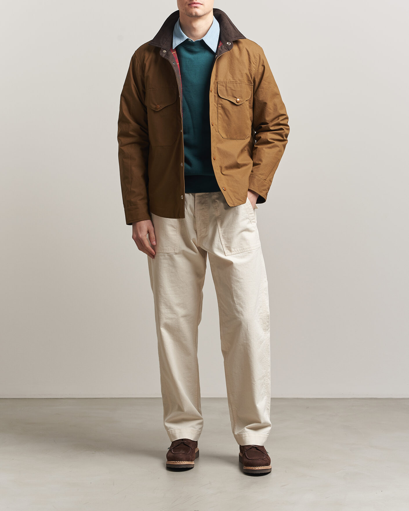 Uomini | Giacche | Manifattura Ceccarelli | Dry Wax Heavy Shirt Jacket Dark Tan