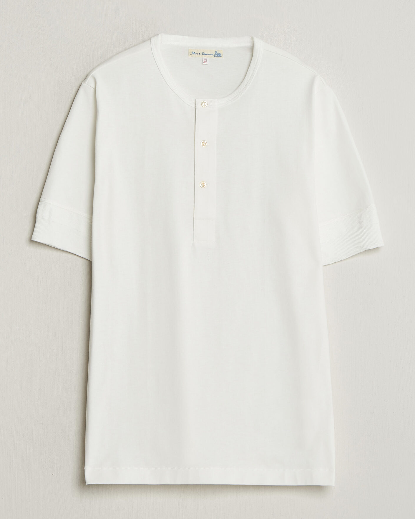 Uomini | T-shirt | Merz b. Schwanen | Classic Organic Cotton Short Sleeve Henley White