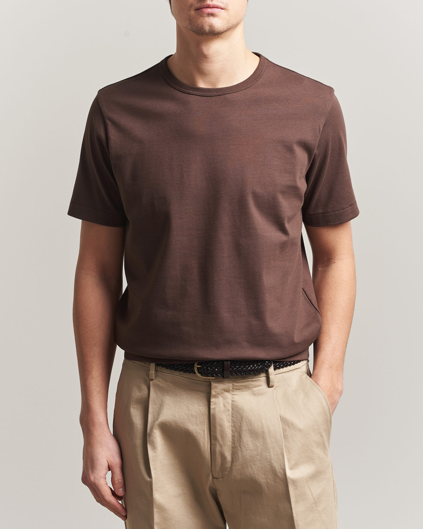 Uomini | T-shirt | Merz b. Schwanen | Classic Fit Sturdy Loopwheeled T-Shirt Chocolate