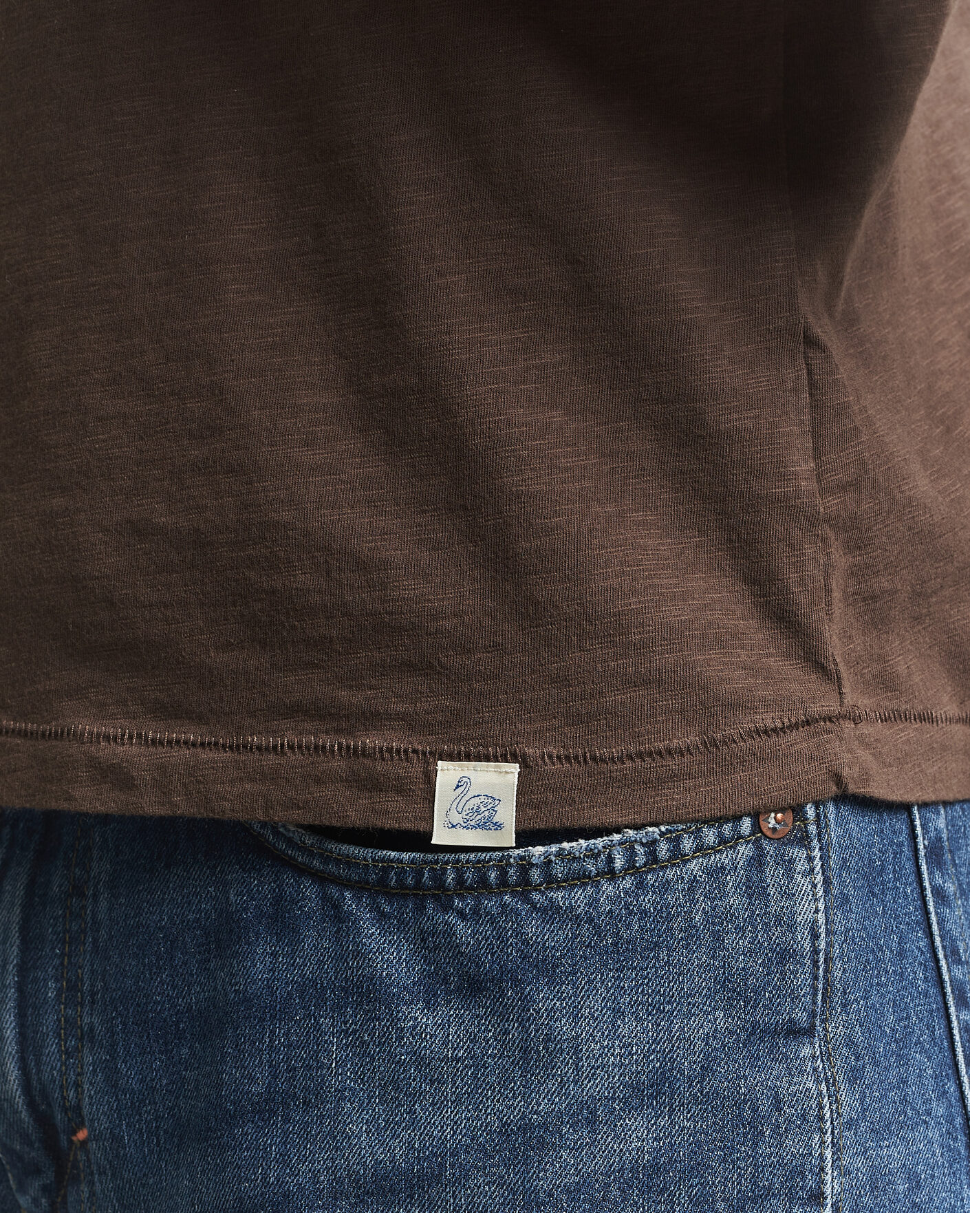 Uomini | T-shirt | Merz b. Schwanen | Organic Pima Cotton Slub Crew Neck T-Shirt Chocolate